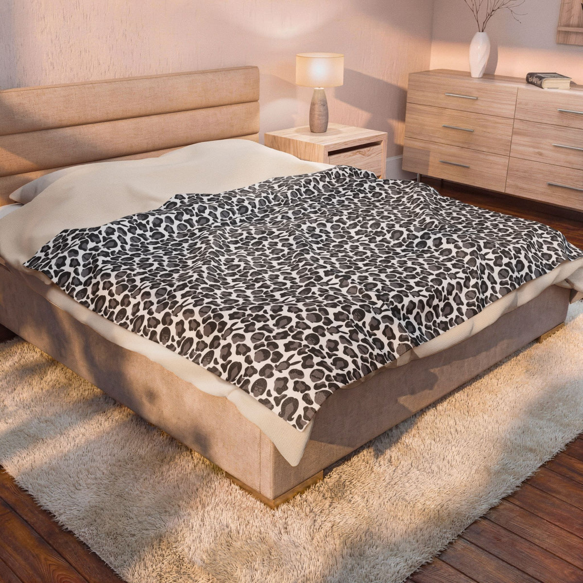 Snow Leopard Print Belchers Plush Blanket