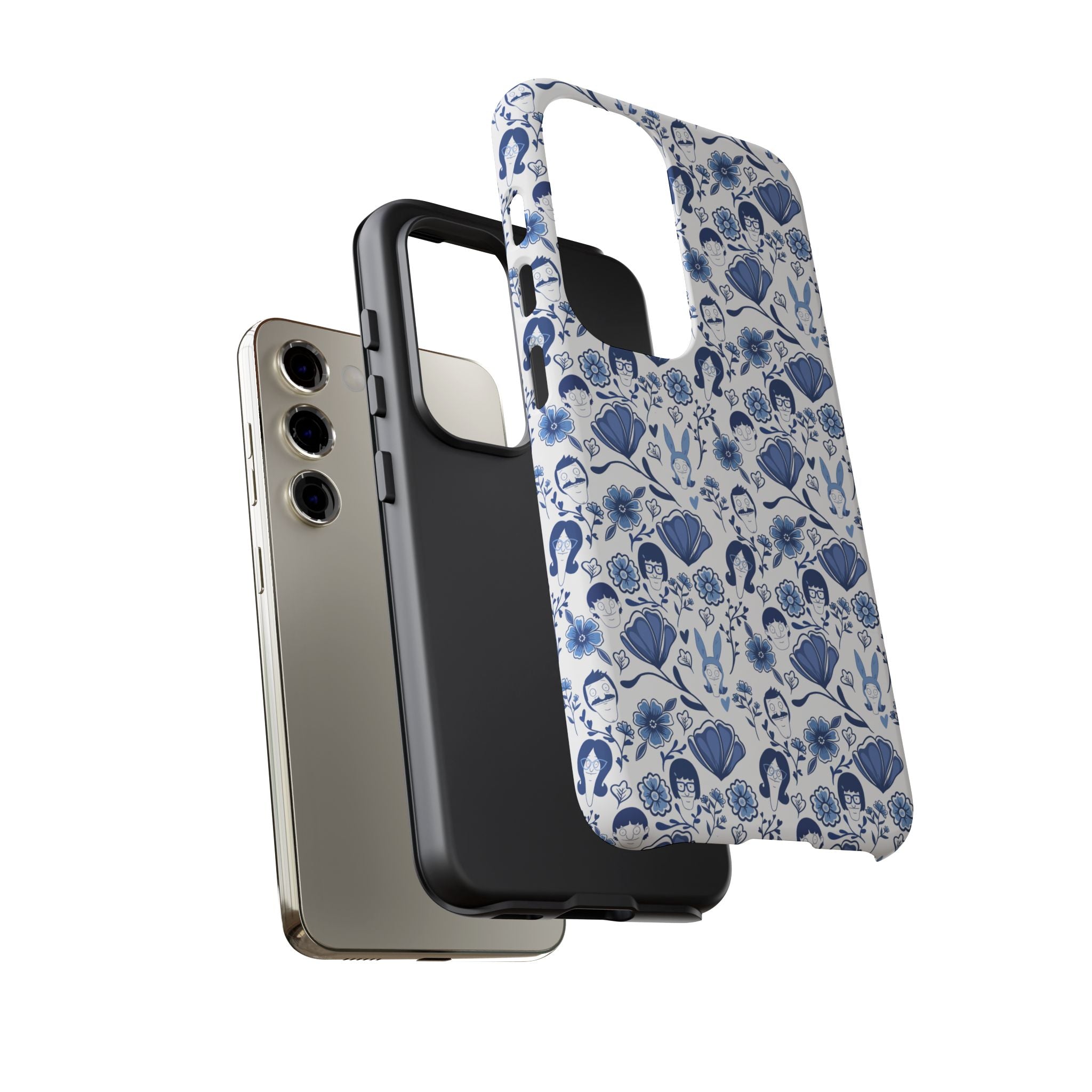 Bob's Burgers Inspired Blue Fine China Floral Tough Phone Case for iPhone, Google, and Samsung