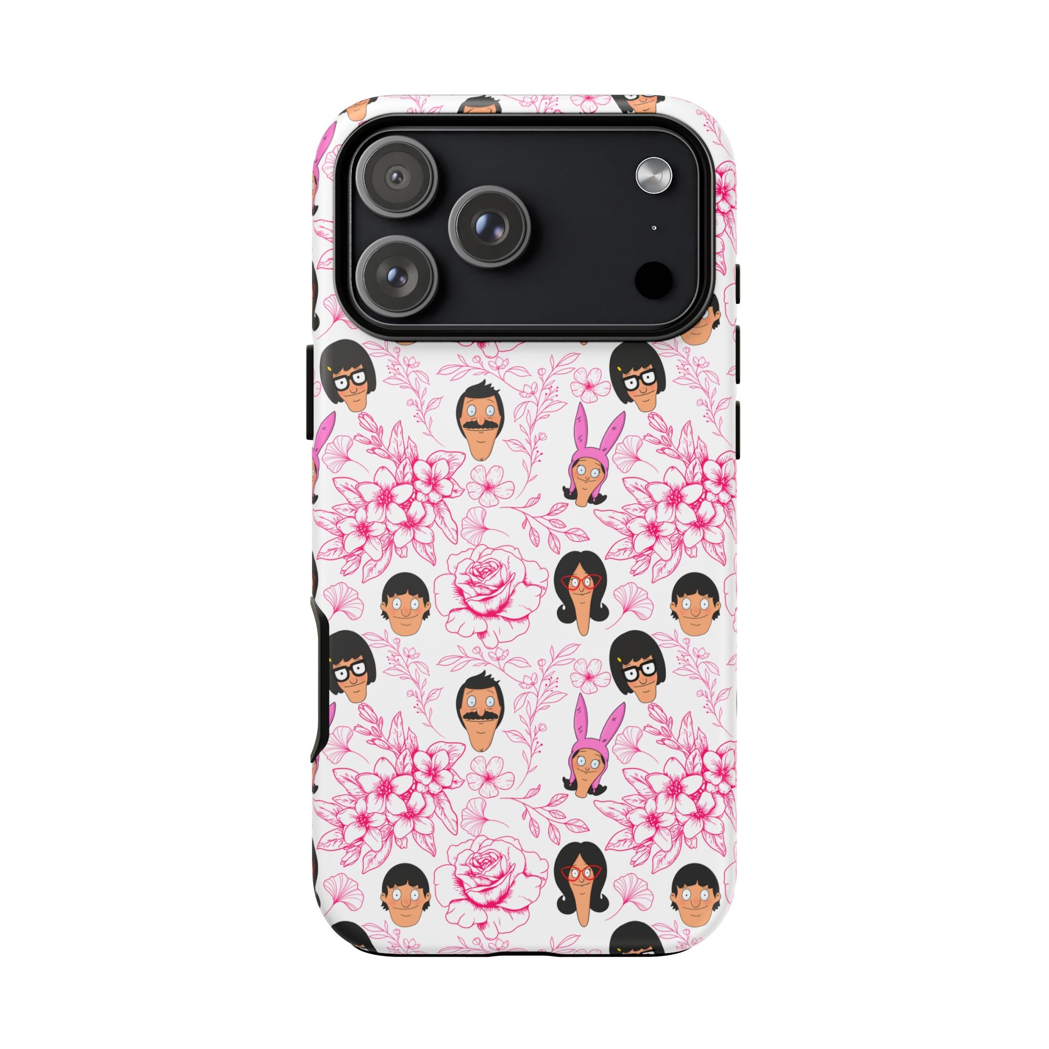 Bob's Burgers inspired Phone Case — Floral Pattern with Character Faces iPhone, Samsung, Google Phones