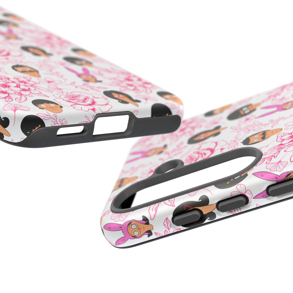 Bob's Burgers inspired Phone Case — Floral Pattern with Character Faces iPhone, Samsung, Google Phones