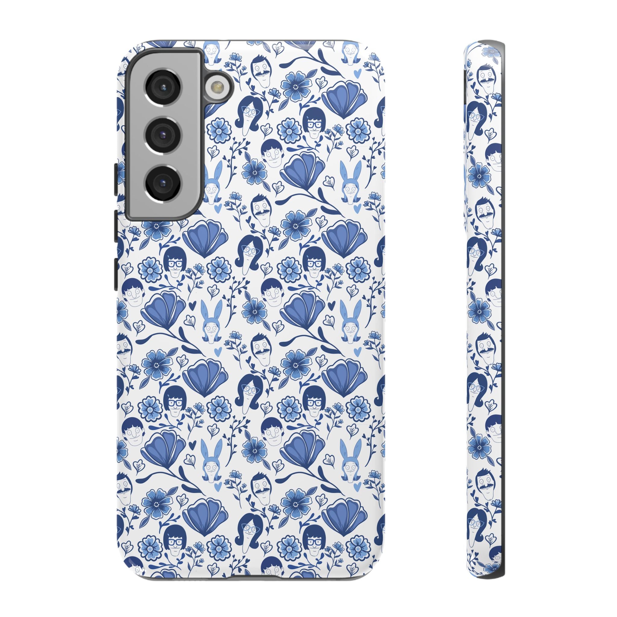 Bob's Burgers Inspired Blue Fine China Floral Tough Phone Case for iPhone, Google, and Samsung