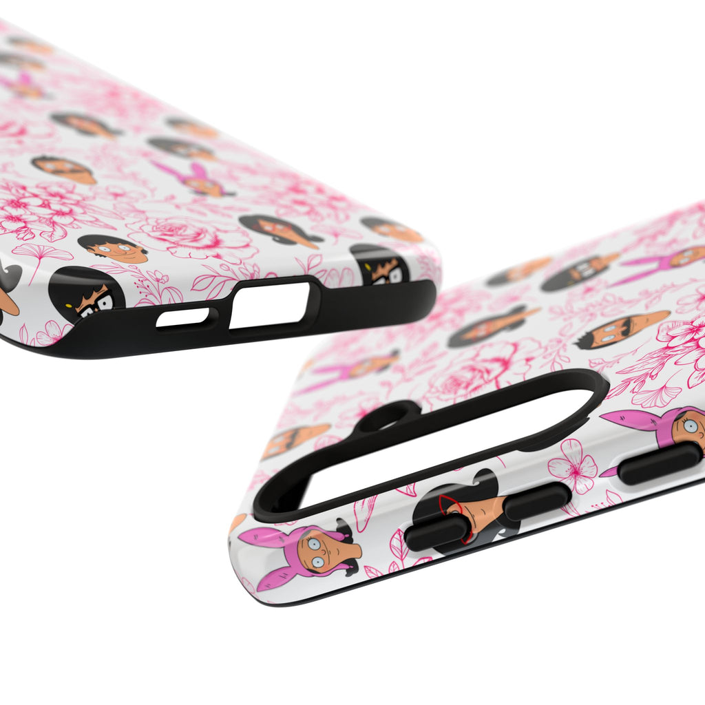 Bob's Burgers inspired Phone Case — Floral Pattern with Character Faces iPhone, Samsung, Google Phones