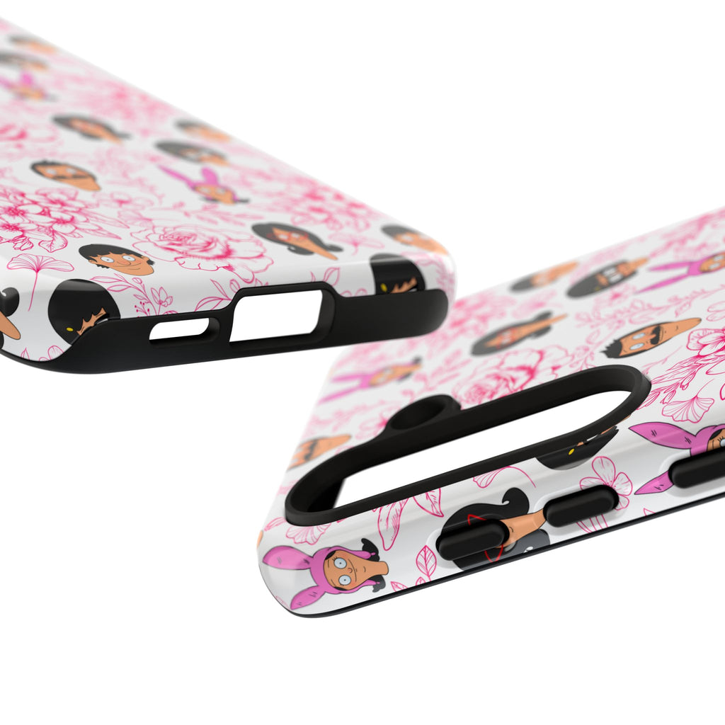 Bob's Burgers inspired Phone Case — Floral Pattern with Character Faces iPhone, Samsung, Google Phones