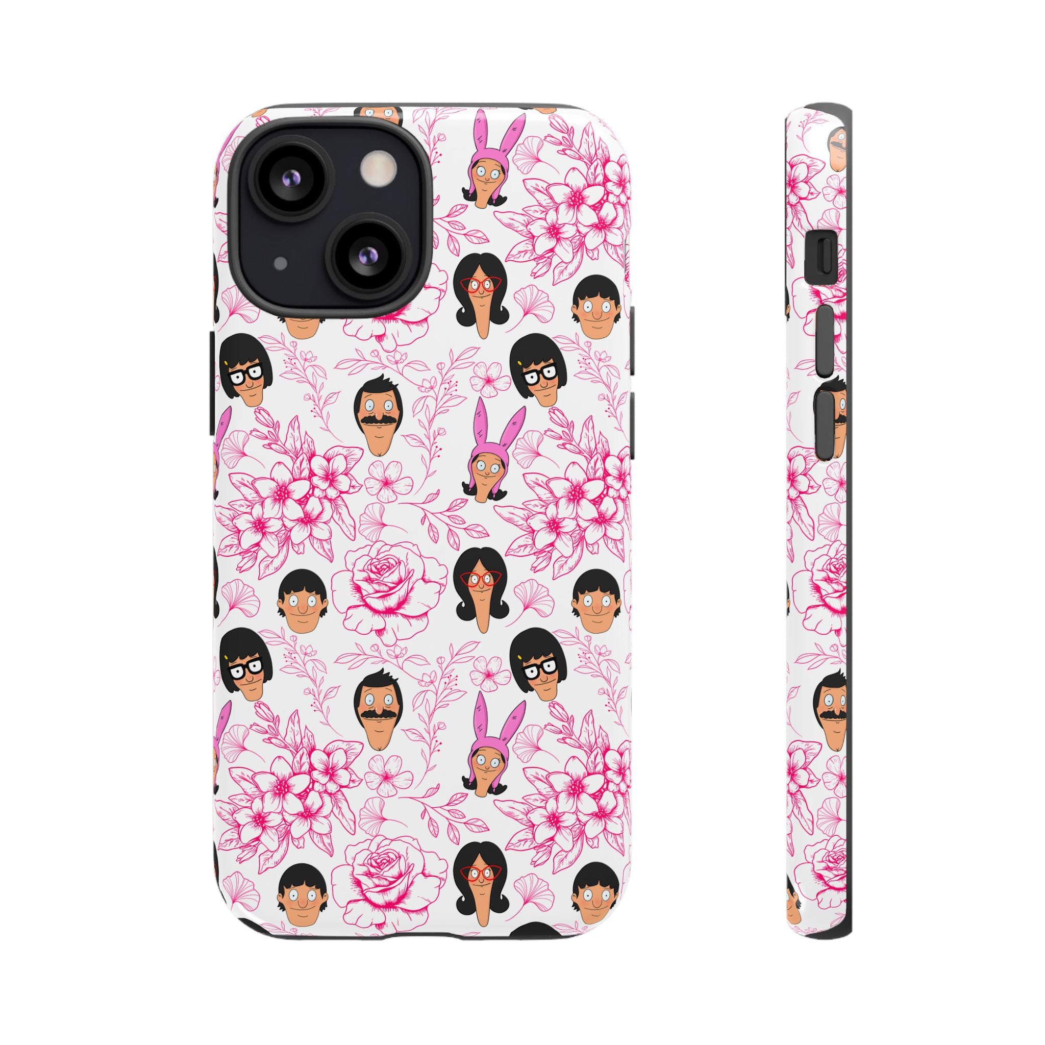 Bob's Burgers inspired Phone Case — Floral Pattern with Character Faces iPhone, Samsung, Google Phones
