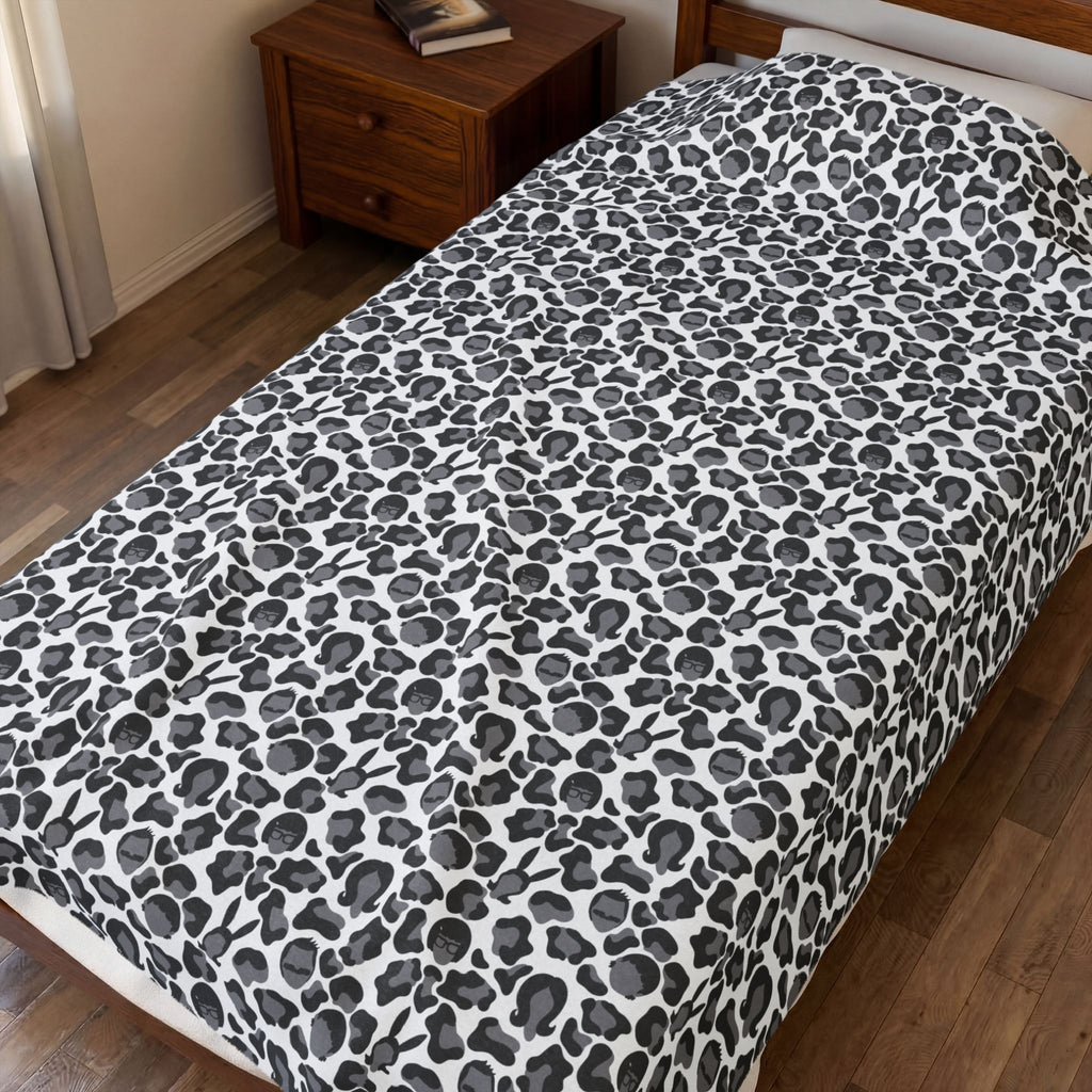 Snow Leopard Print Belchers Plush Blanket