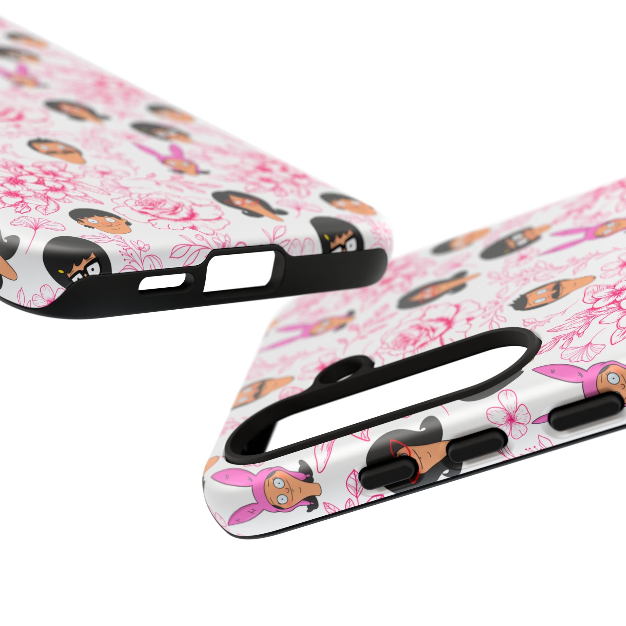 Bob's Burgers inspired Phone Case — Floral Pattern with Character Faces iPhone, Samsung, Google Phones