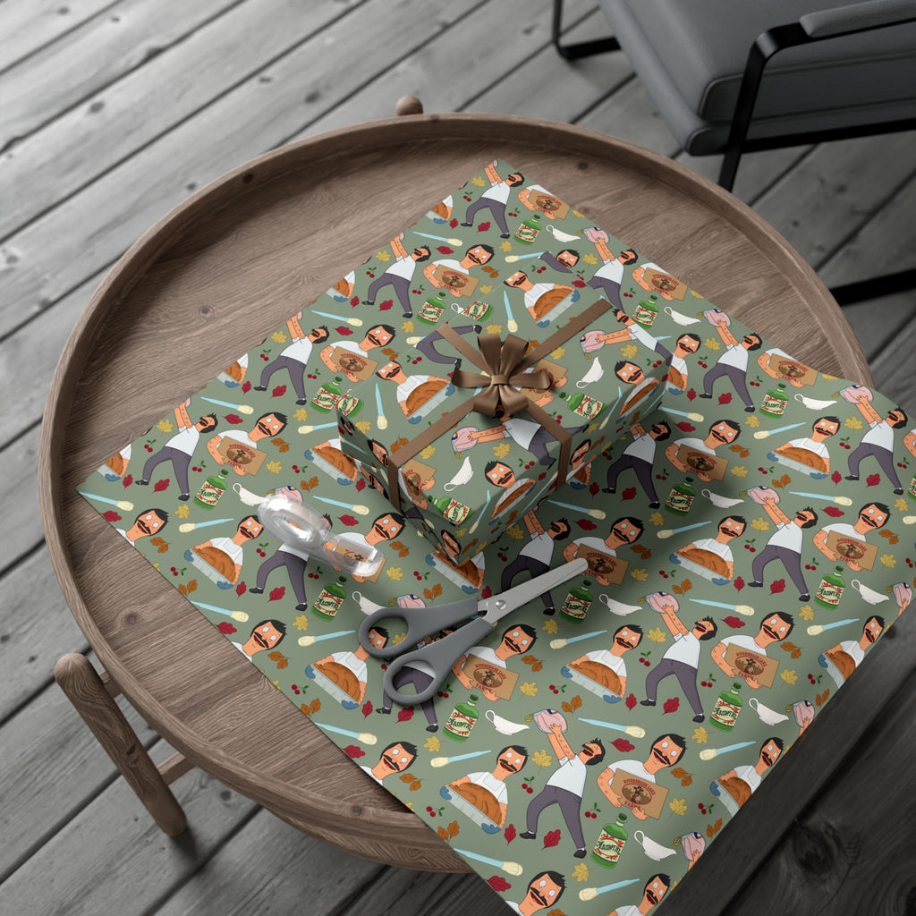 Bob's Burgers Inspired Gift Wrap Paper — Quirky Thanksgiving Bob Pattern