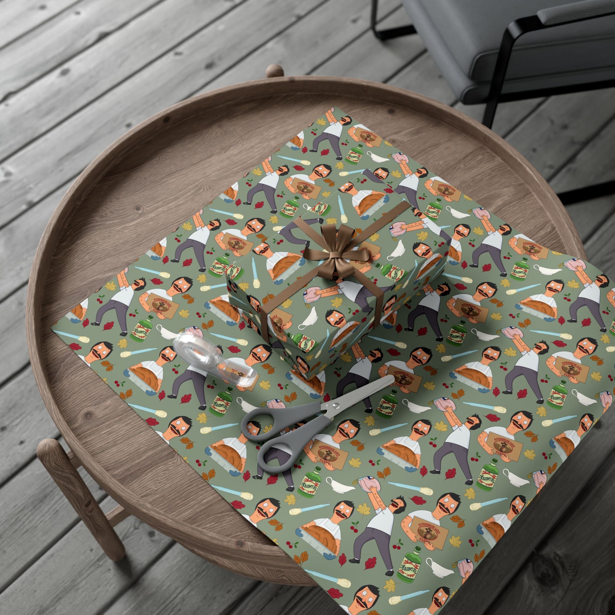 Bob's Burgers Inspired Gift Wrap Paper — Quirky Thanksgiving Bob Pattern