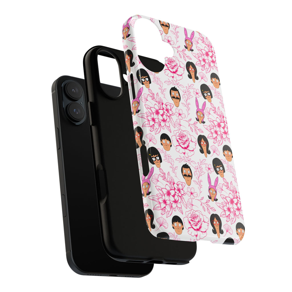 Bob's Burgers inspired Phone Case — Floral Pattern with Character Faces iPhone, Samsung, Google Phones