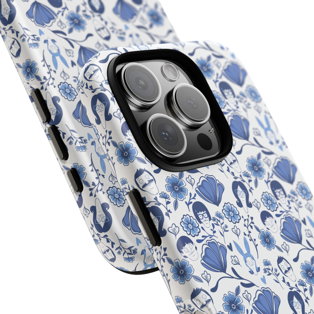 Bob's Burgers Inspired Blue Fine China Floral Tough Phone Case for iPhone, Google, and Samsung