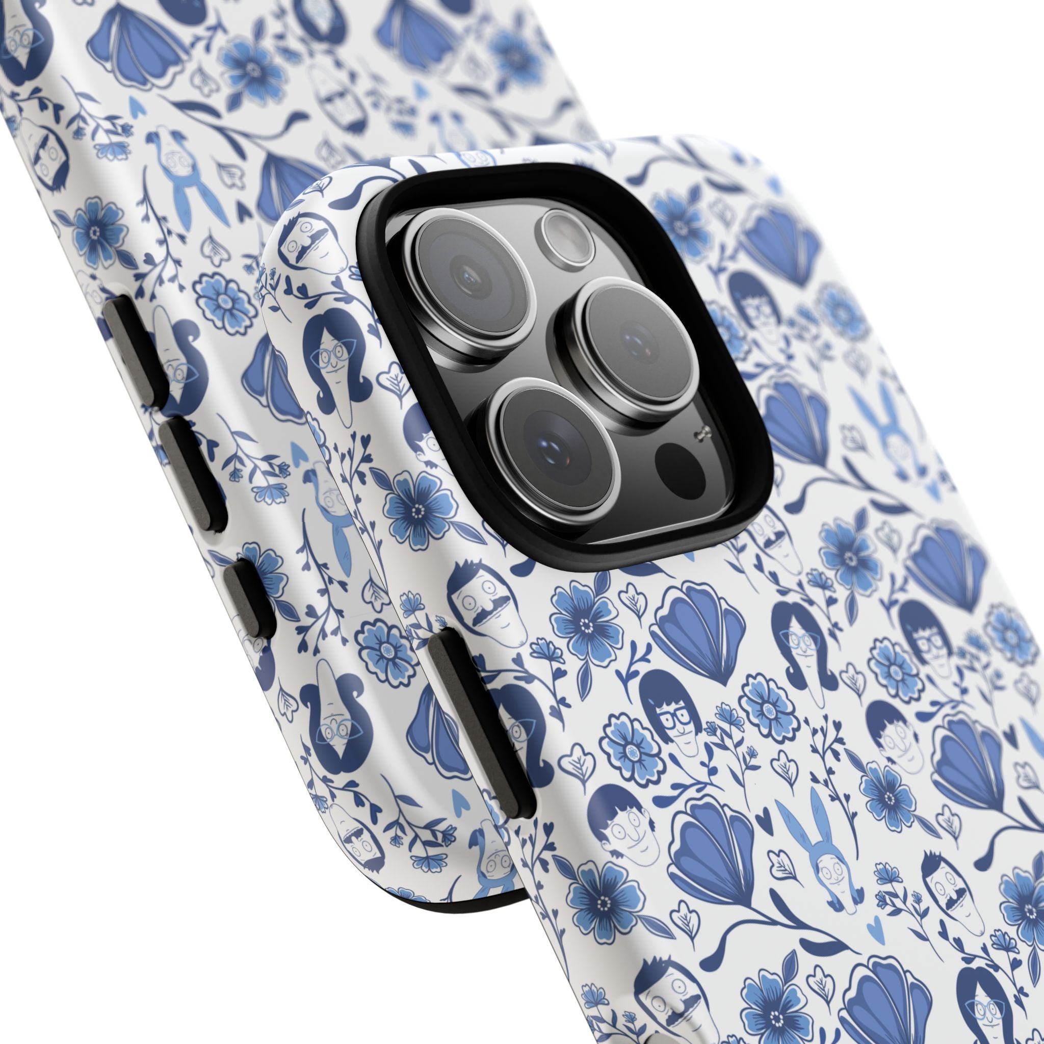 Bob's Burgers Inspired Blue Fine China Floral Tough Phone Case for iPhone, Google, and Samsung
