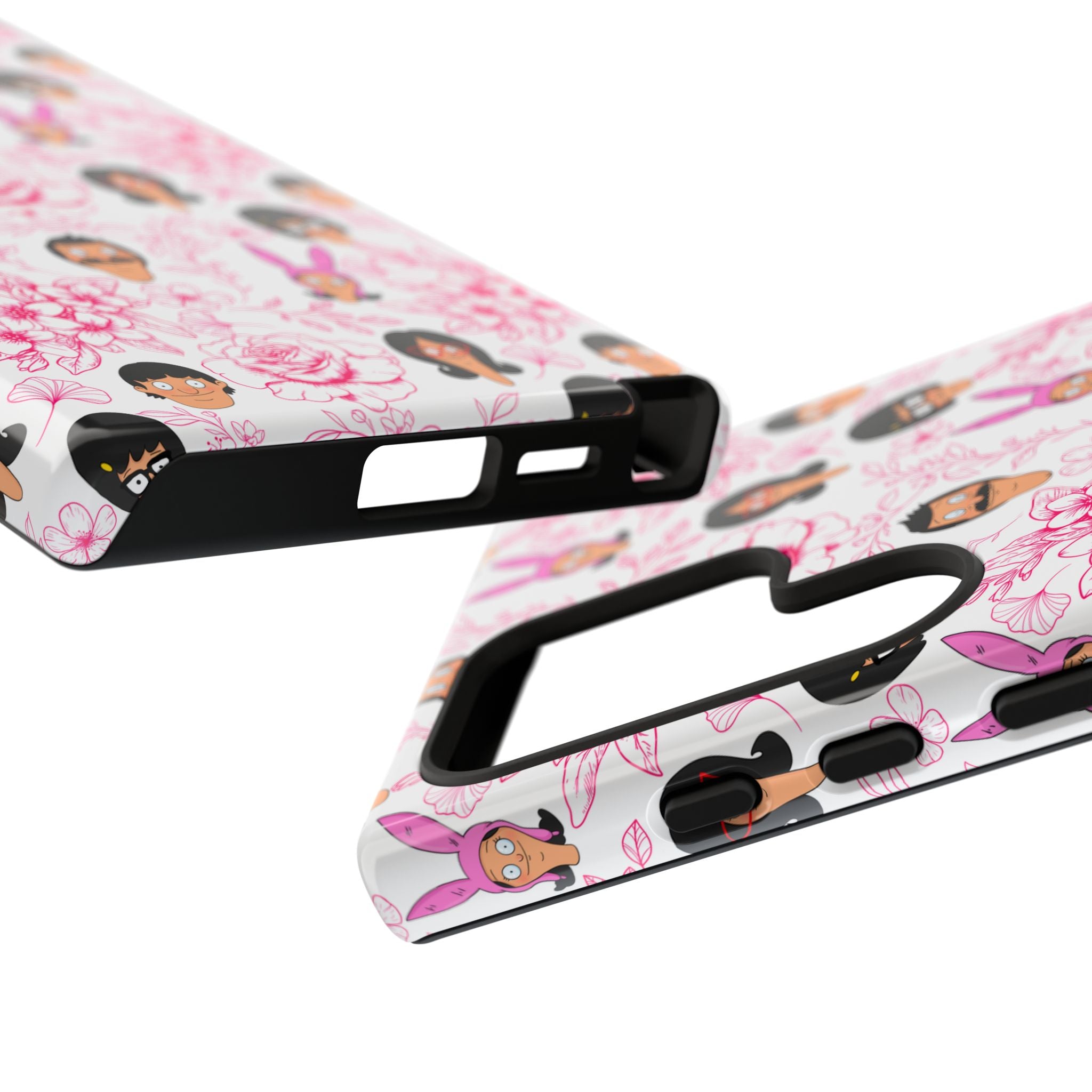 Bob's Burgers inspired Phone Case — Floral Pattern with Character Faces iPhone, Samsung, Google Phones