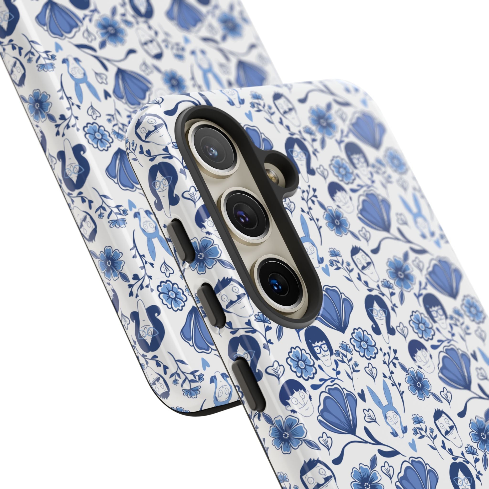 Bob's Burgers Inspired Blue Fine China Floral Tough Phone Case for iPhone, Google, and Samsung