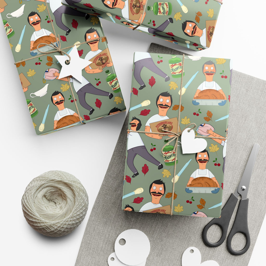 Bob's Burgers Inspired Gift Wrap Paper — Quirky Thanksgiving Bob Pattern