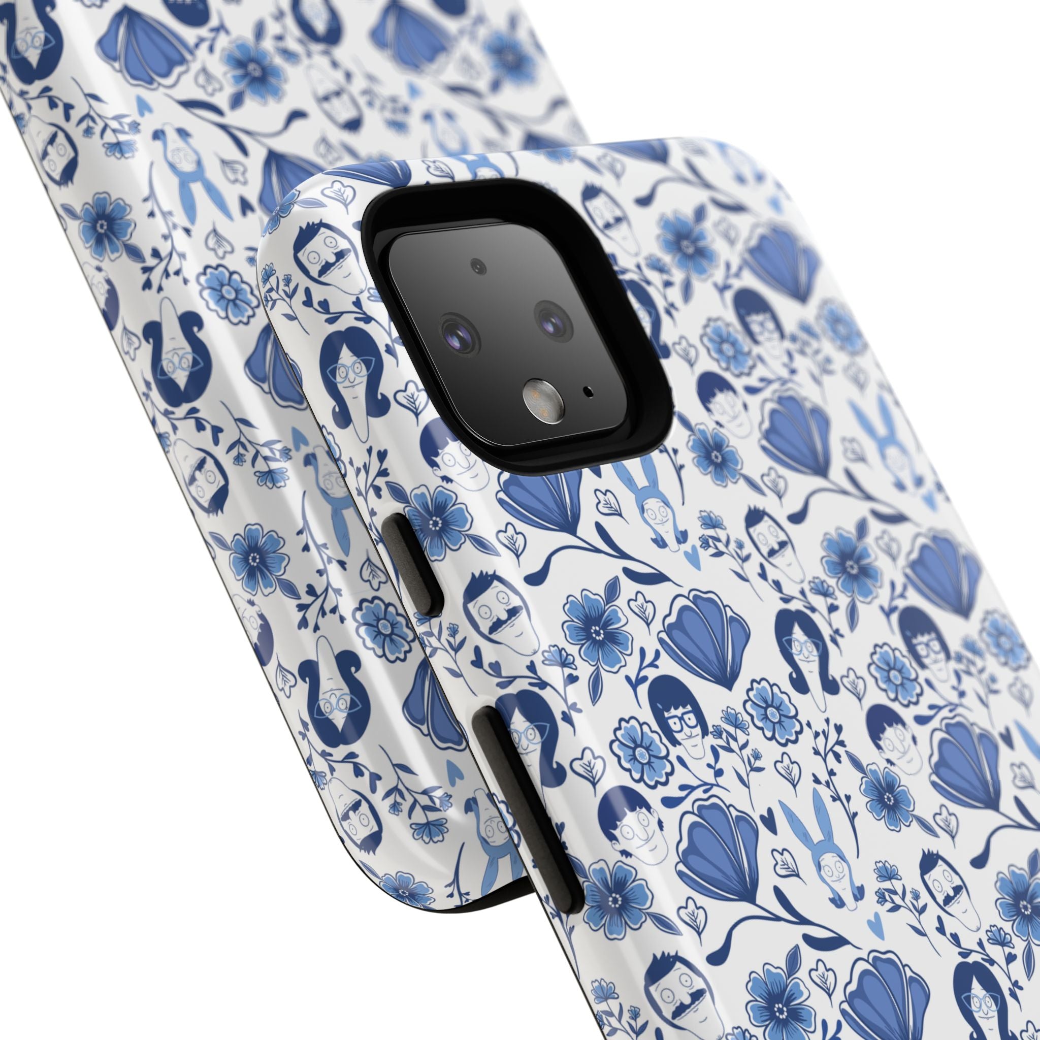 Bob's Burgers Inspired Blue Fine China Floral Tough Phone Case for iPhone, Google, and Samsung