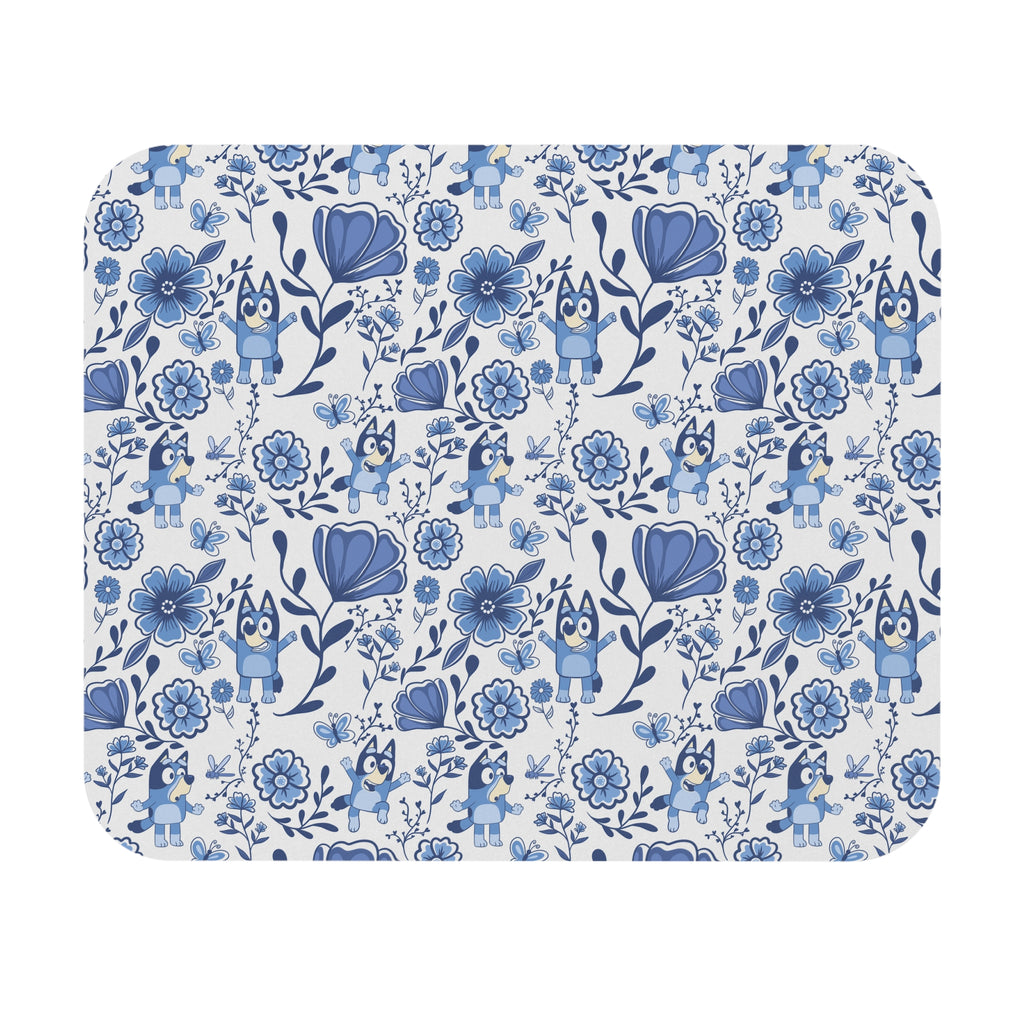 Blue Heeler Dog Whimsical Floral Mouse Pad