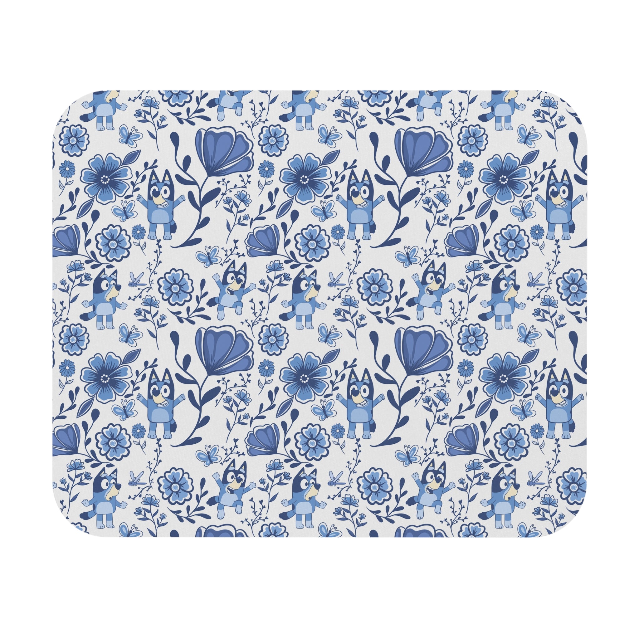 Blue Heeler Dog Whimsical Floral Mouse Pad