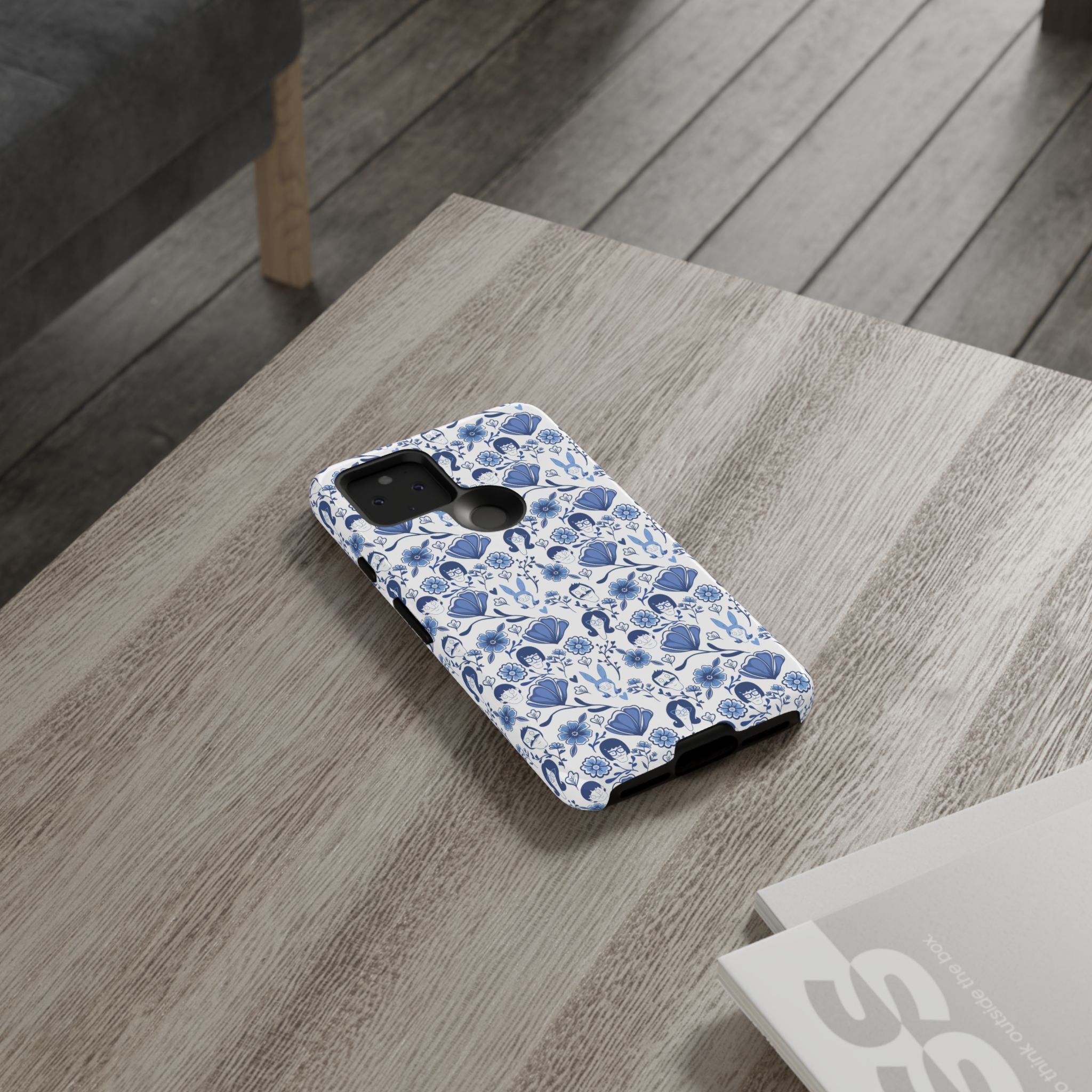 Bob's Burgers Inspired Blue Fine China Floral Tough Phone Case for iPhone, Google, and Samsung