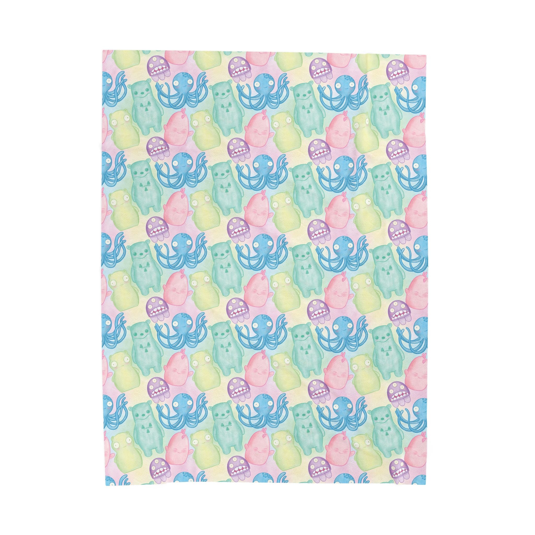 Kuchi Kopi & Friends Velveteen Plush Blanket — Soft Blue Fairy Tale Throw for Girls & Nursery