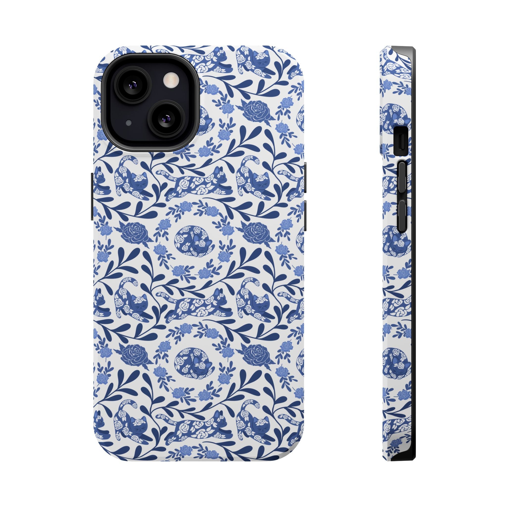 Floral Kitty Fine China iPhone Case  – Magnetic Impact-Resistant