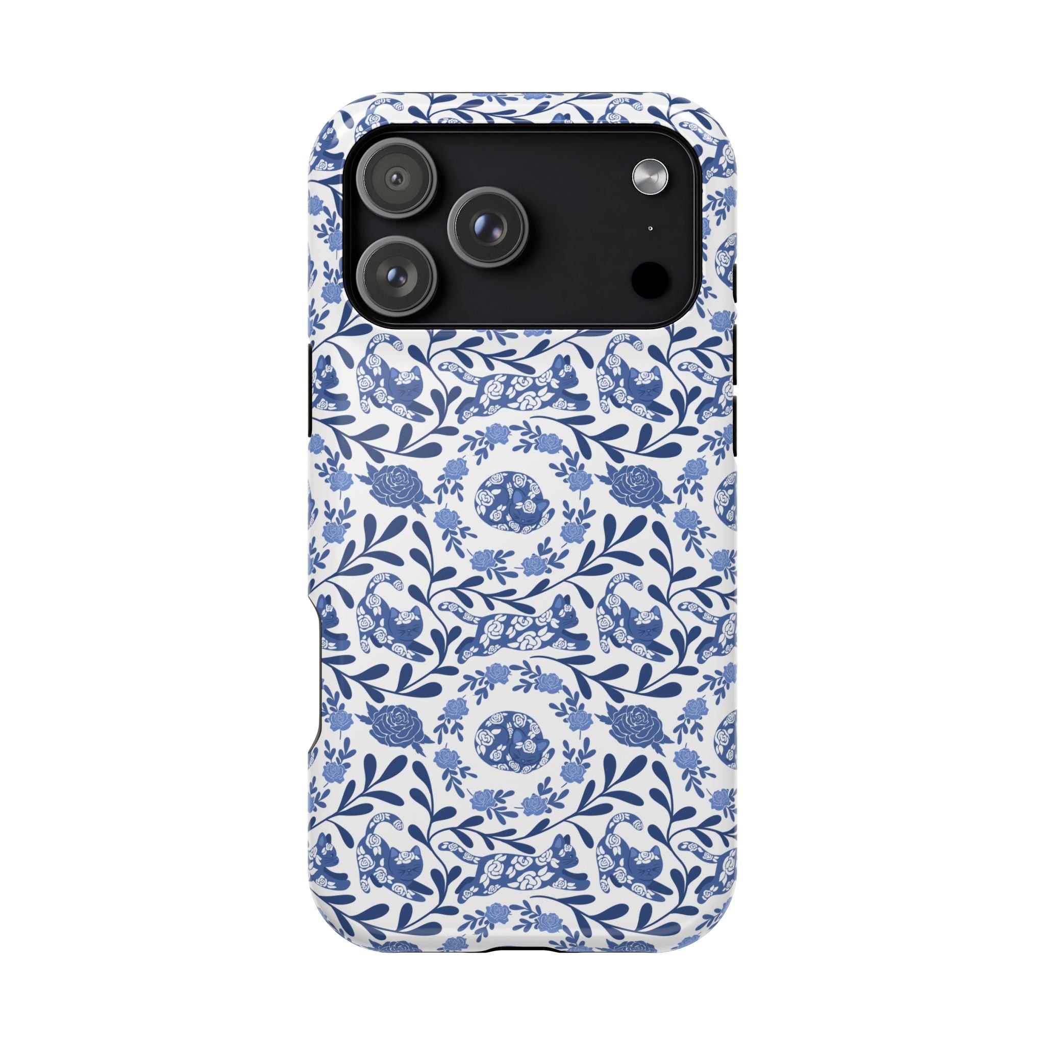 Floral Kitty Fine China iPhone Case  – Magnetic Impact-Resistant