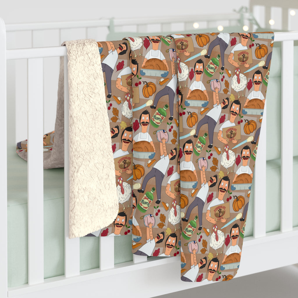 Gingham Thanksgiving Bob Sherpa Fleece Blanket