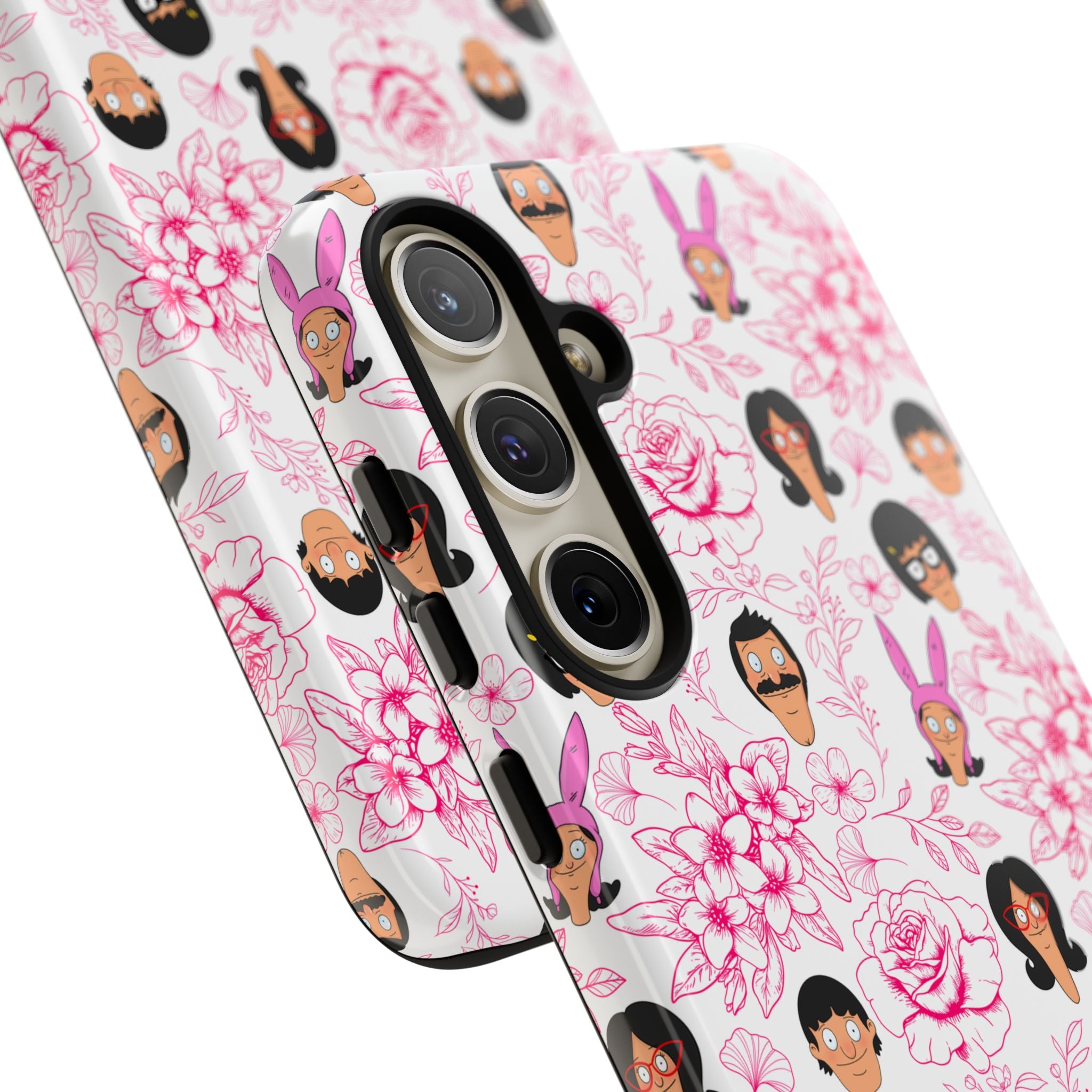 Bob's Burgers inspired Phone Case — Floral Pattern with Character Faces iPhone, Samsung, Google Phones
