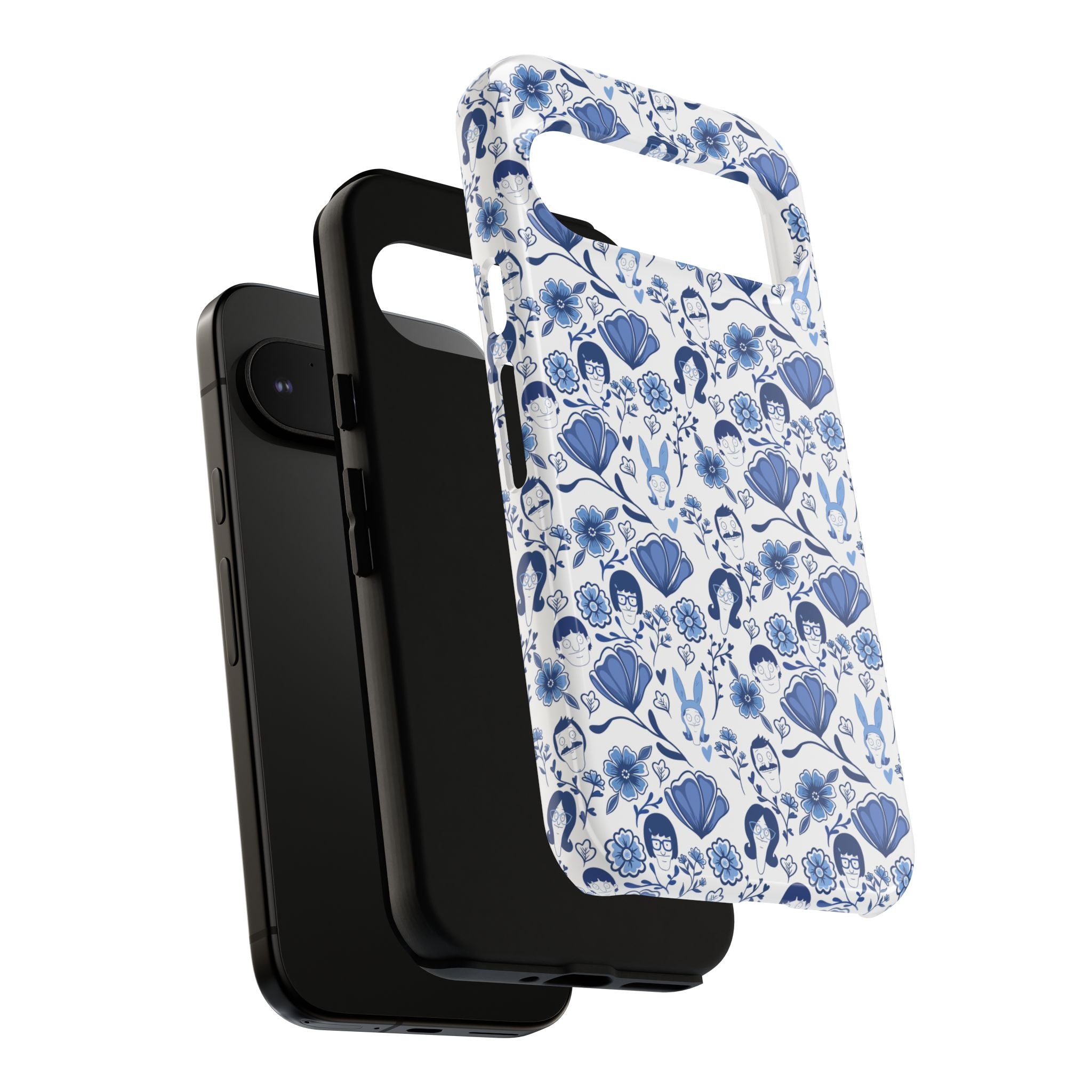 Bob's Burgers Inspired Blue Fine China Floral Tough Phone Case for iPhone, Google, and Samsung