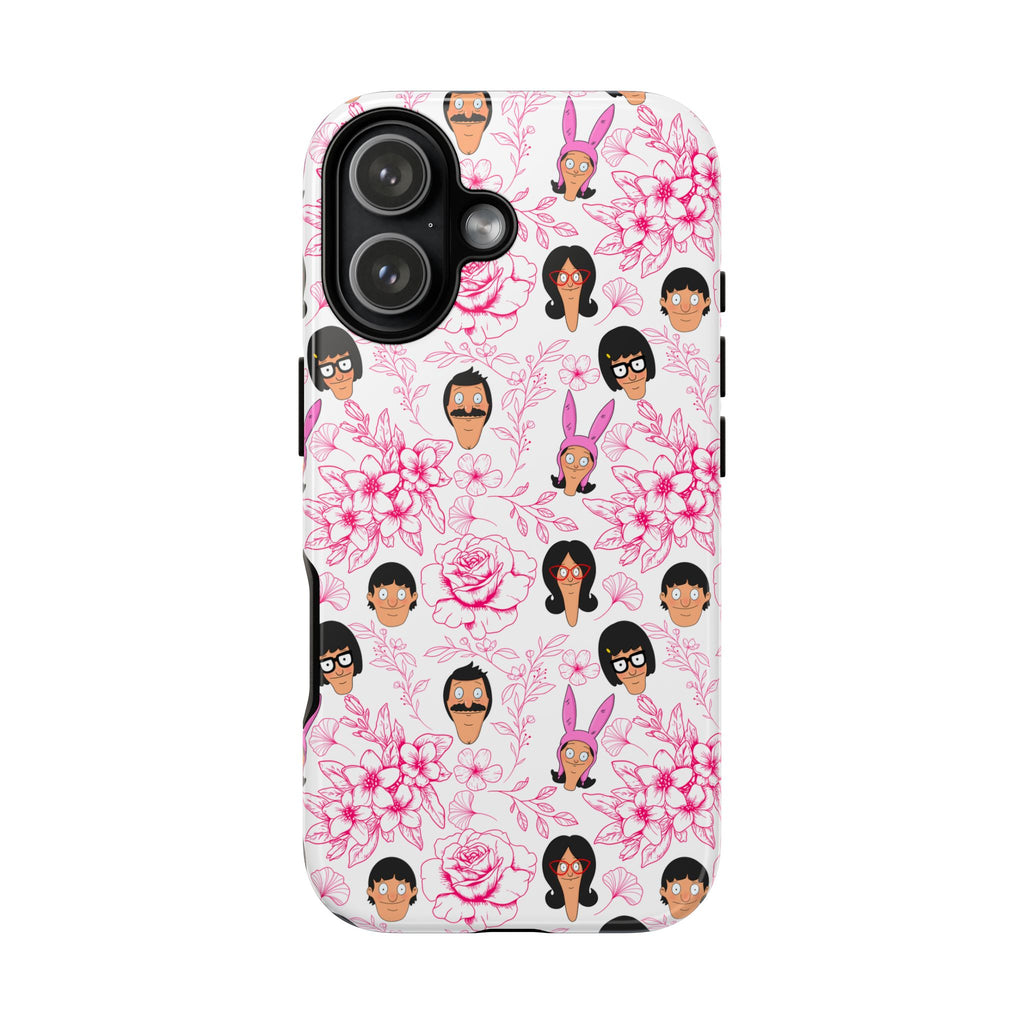 Bob's Burgers inspired Phone Case — Floral Pattern with Character Faces iPhone, Samsung, Google Phones