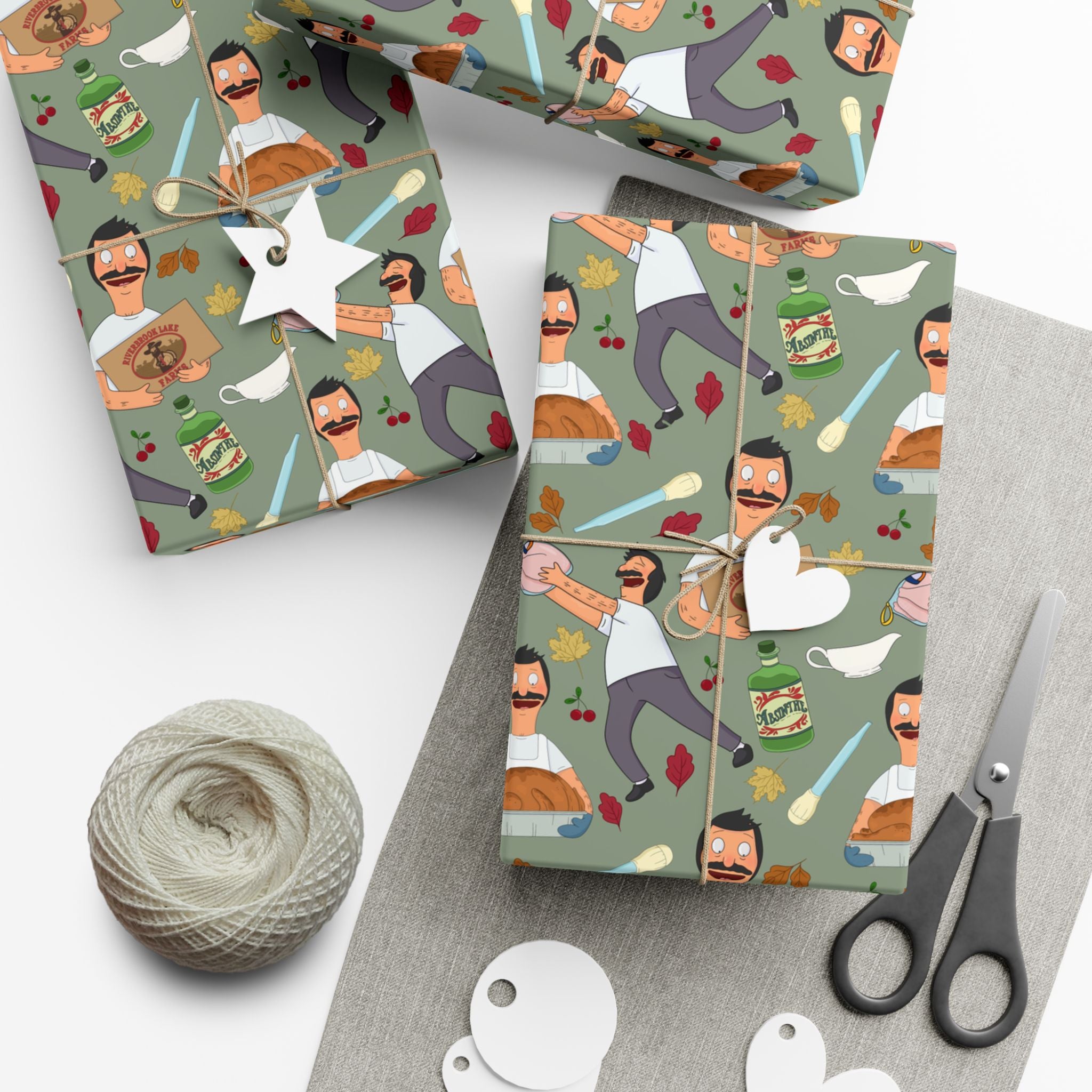 Bob's Burgers Inspired Gift Wrap Paper — Quirky Thanksgiving Bob Pattern