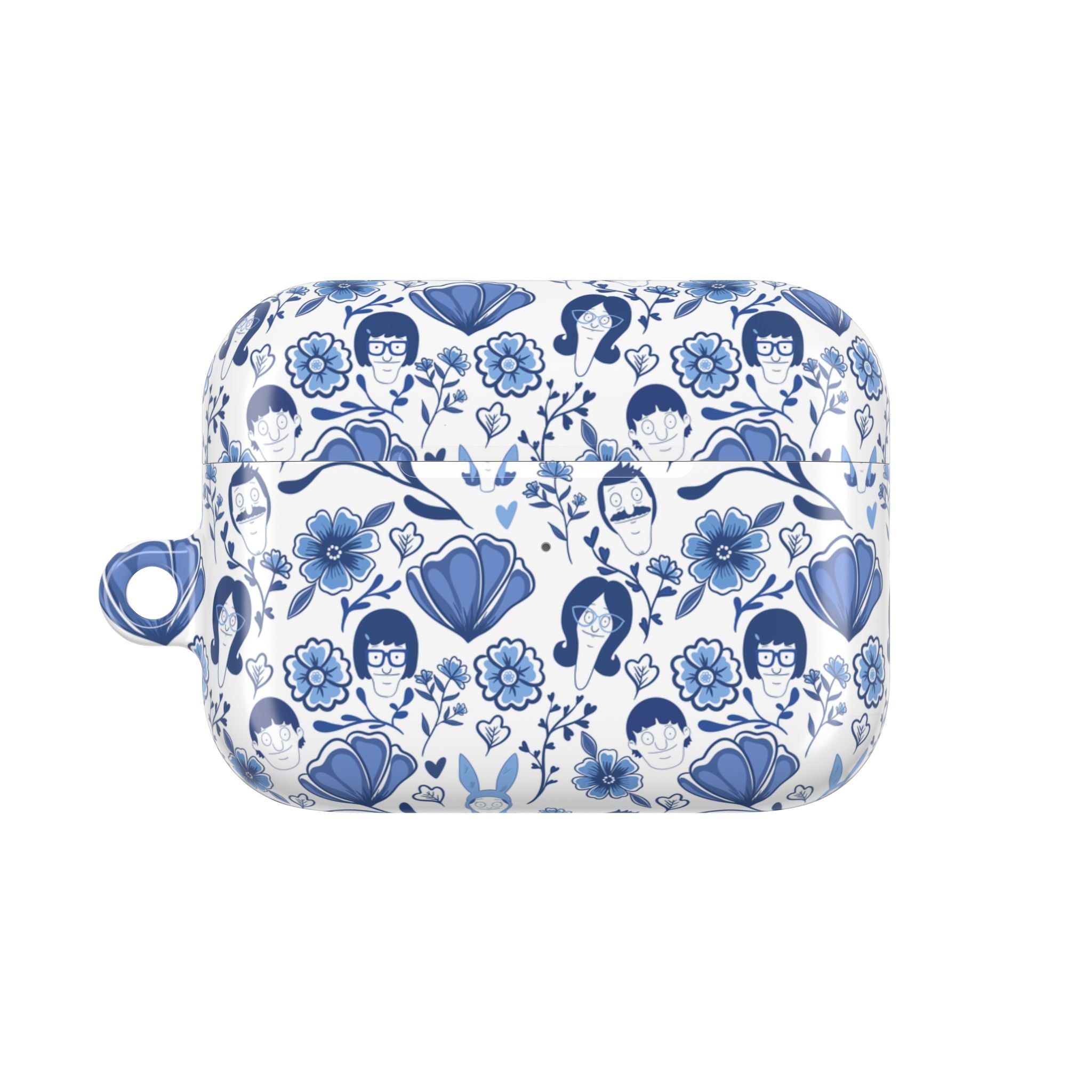 Bobs Burgers Inspired Floral AirPod Cases, Cute Earbud Holder, Blue Flower Protective Cover, Gift for Music Lovers, Trendy Tech Accessory