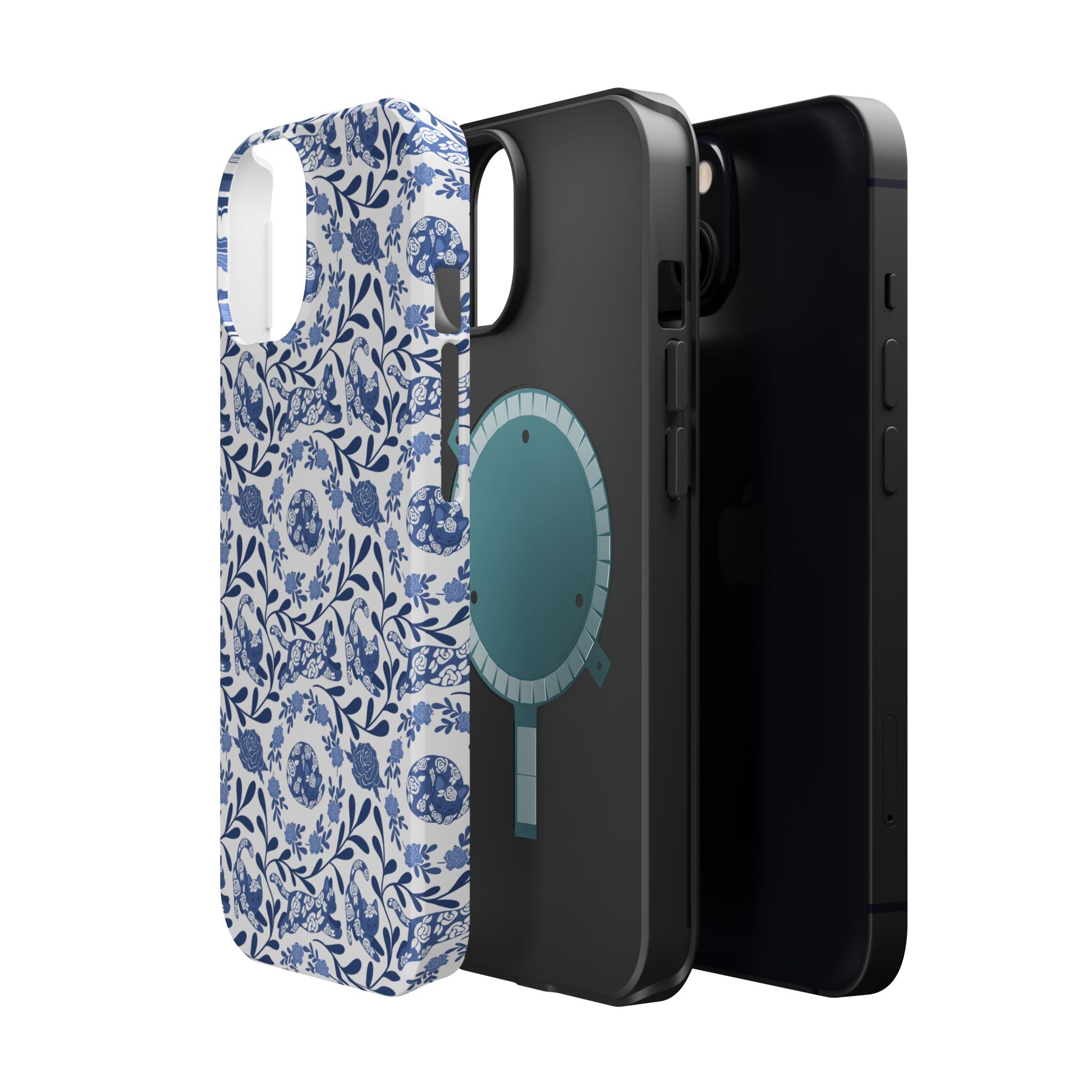 Floral Kitty Fine China iPhone Case  – Magnetic Impact-Resistant