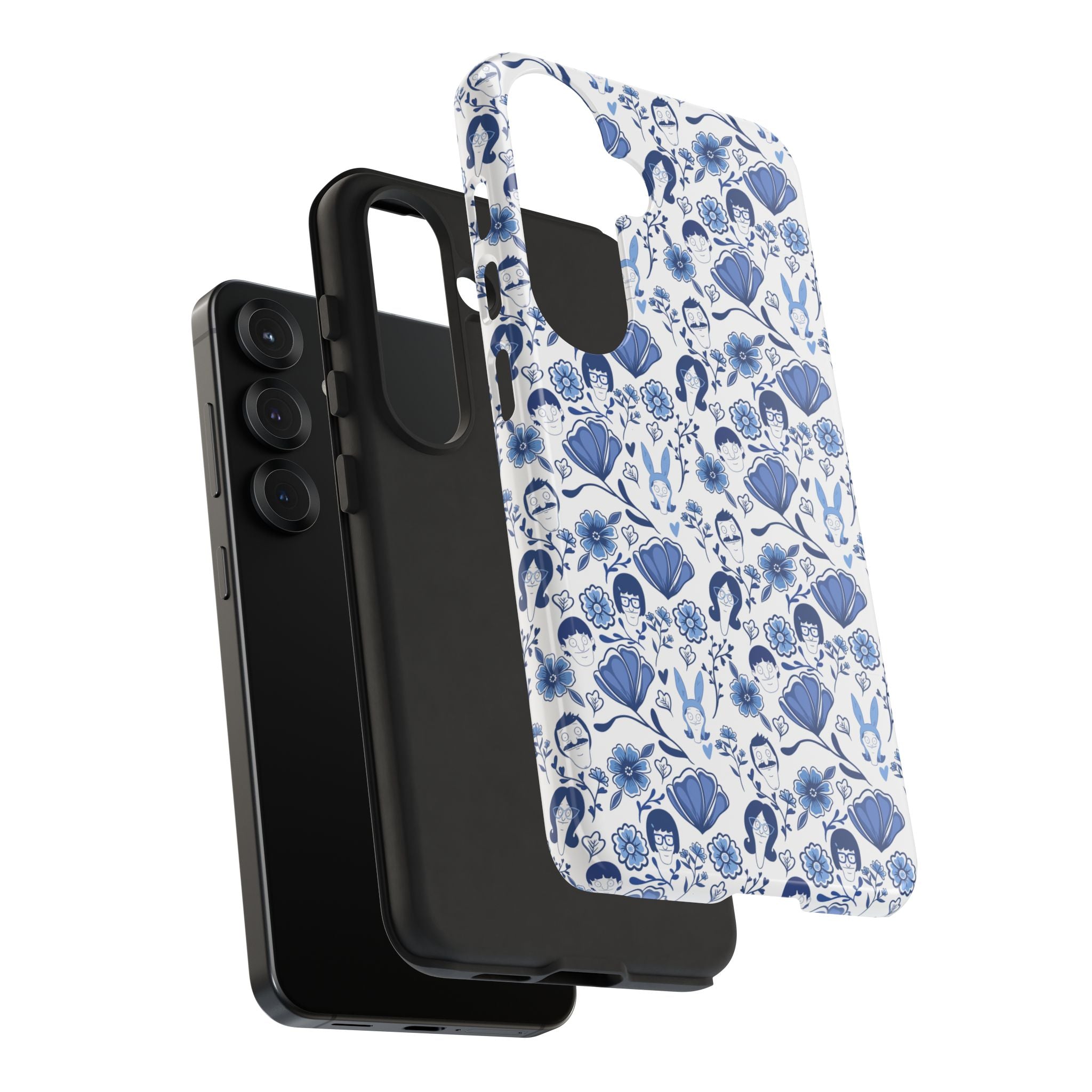Bob's Burgers Inspired Blue Fine China Floral Tough Phone Case for iPhone, Google, and Samsung