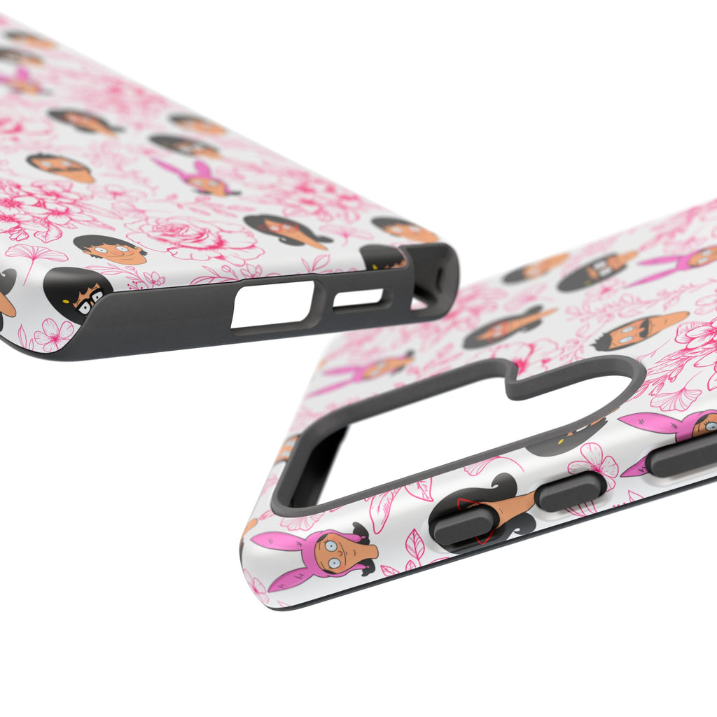 Bob's Burgers inspired Phone Case — Floral Pattern with Character Faces iPhone, Samsung, Google Phones
