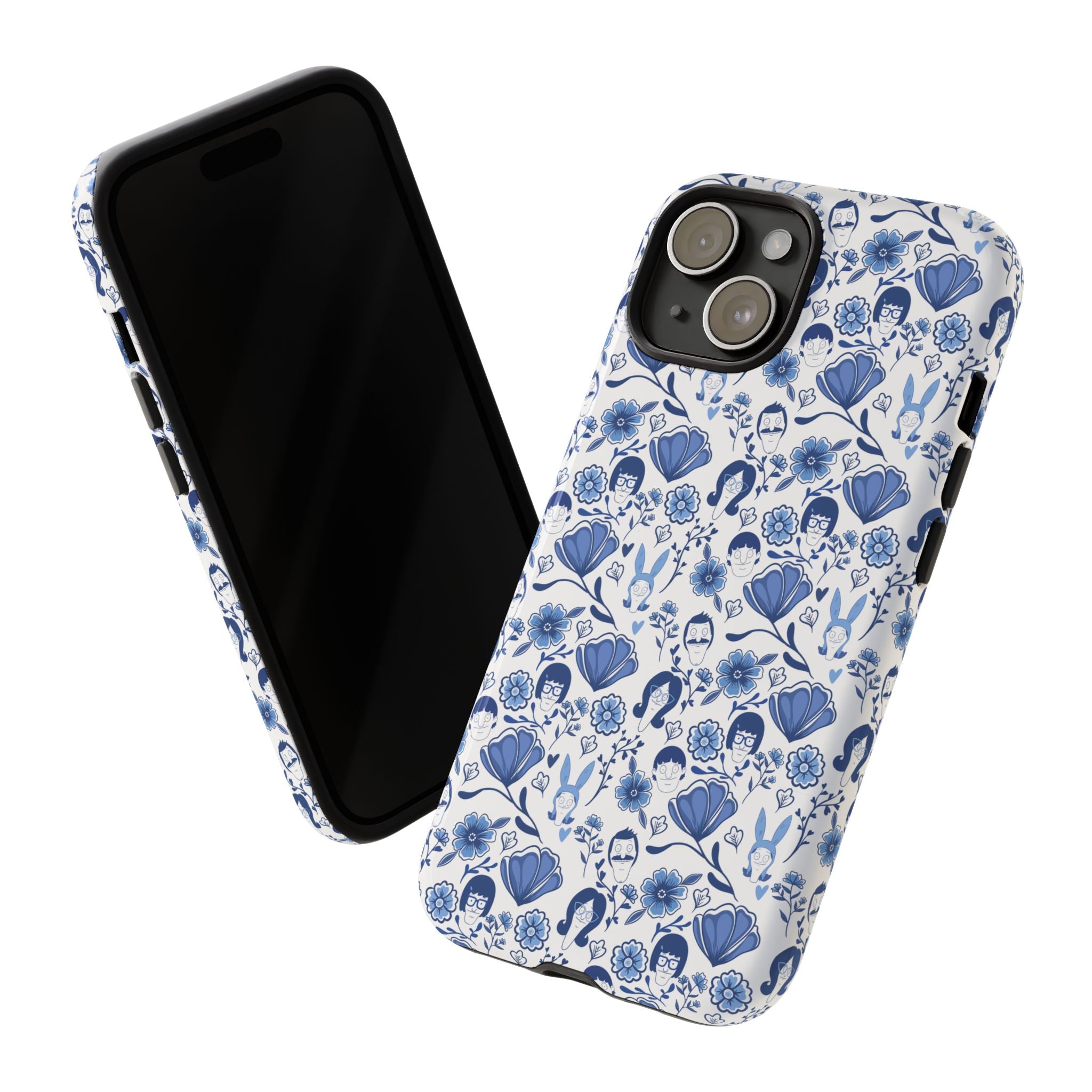 Bob's Burgers Inspired Blue Fine China Floral Tough Phone Case for iPhone, Google, and Samsung