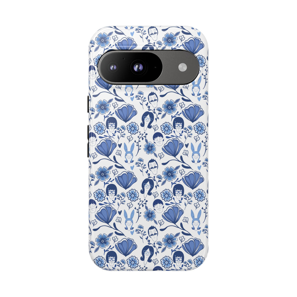 Bob's Burgers Inspired Blue Fine China Floral Tough Phone Case for iPhone, Google, and Samsung