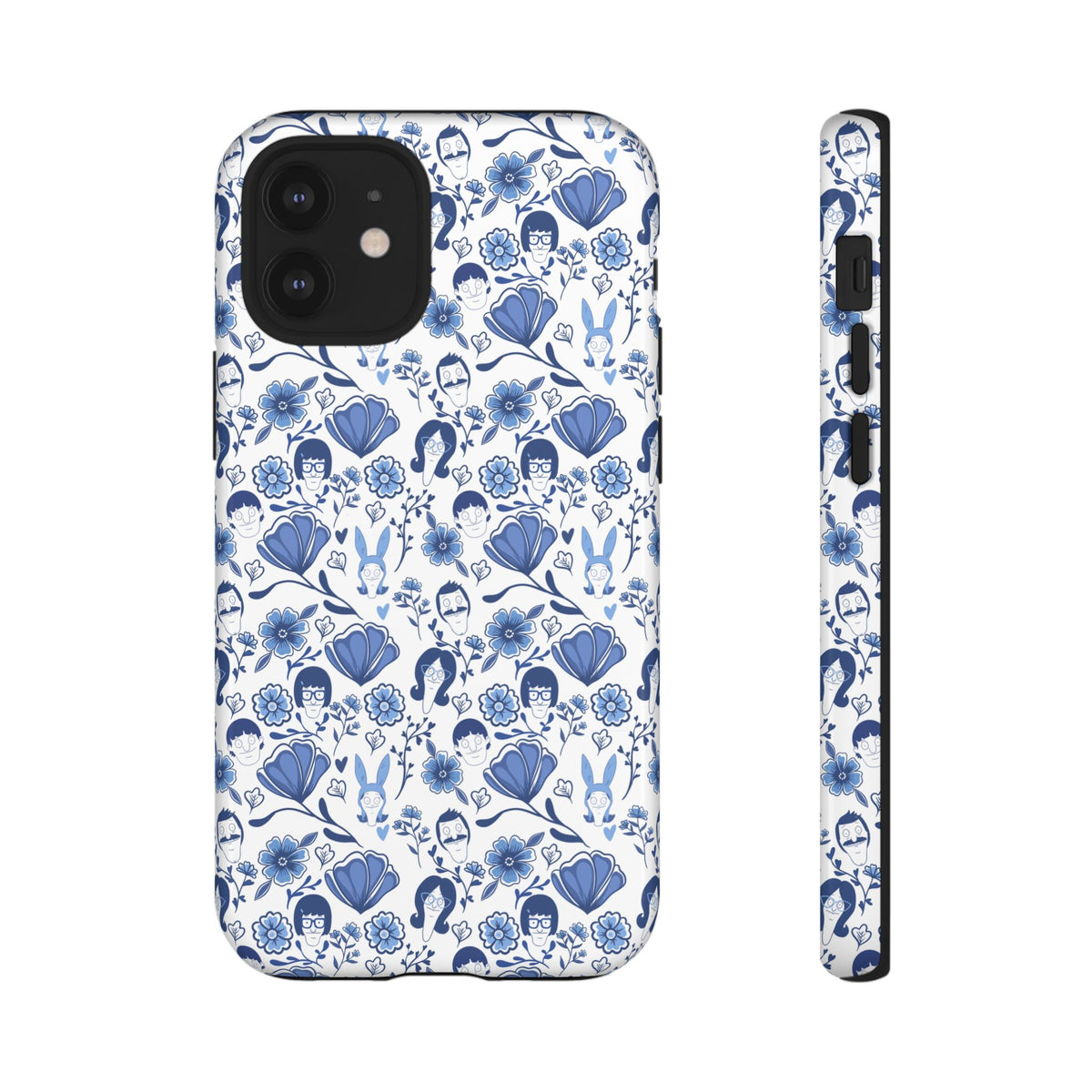 Bob's Burgers Inspired Blue Fine China Floral Tough Phone Case for iPhone, Google, and Samsung