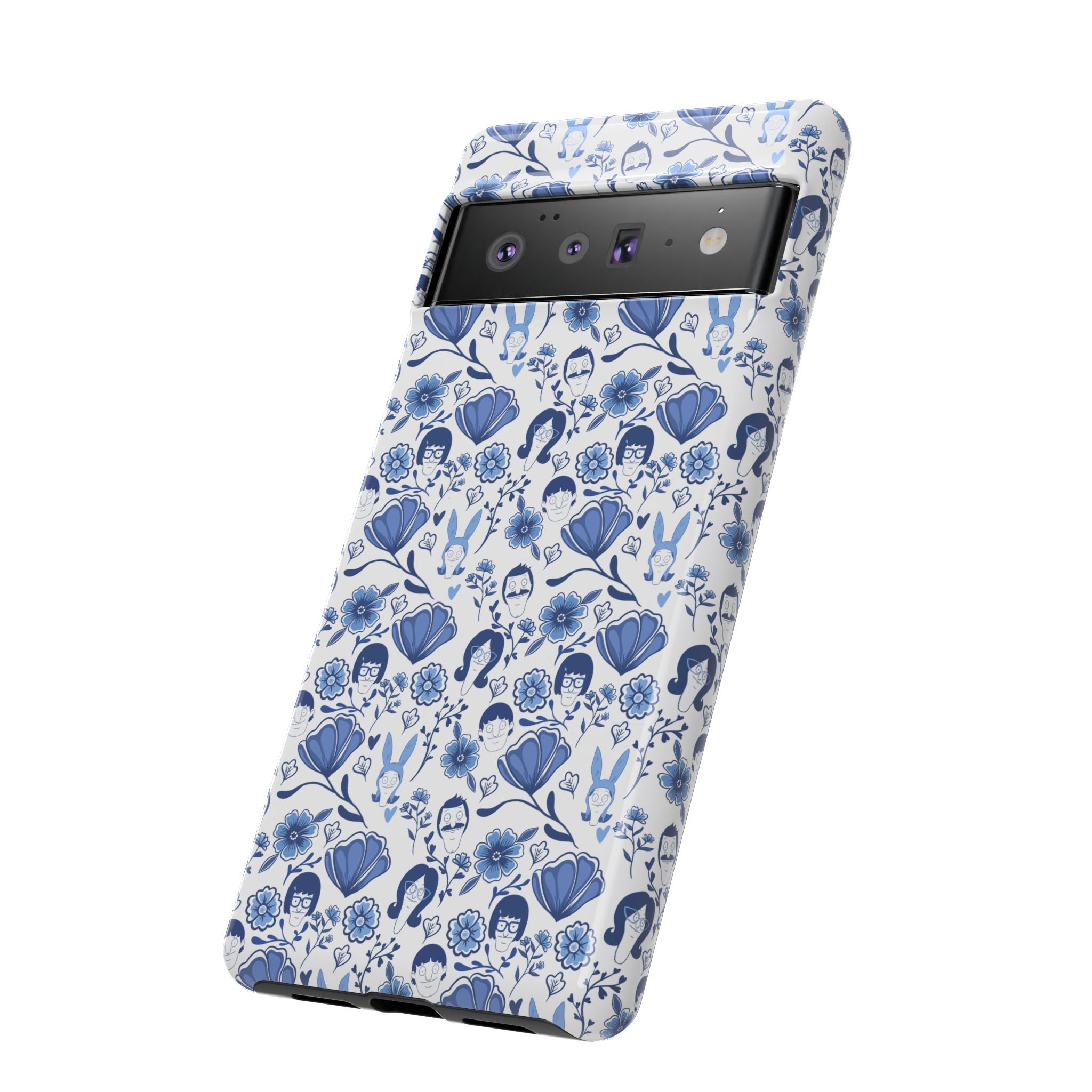Bob's Burgers Inspired Blue Fine China Floral Tough Phone Case for iPhone, Google, and Samsung
