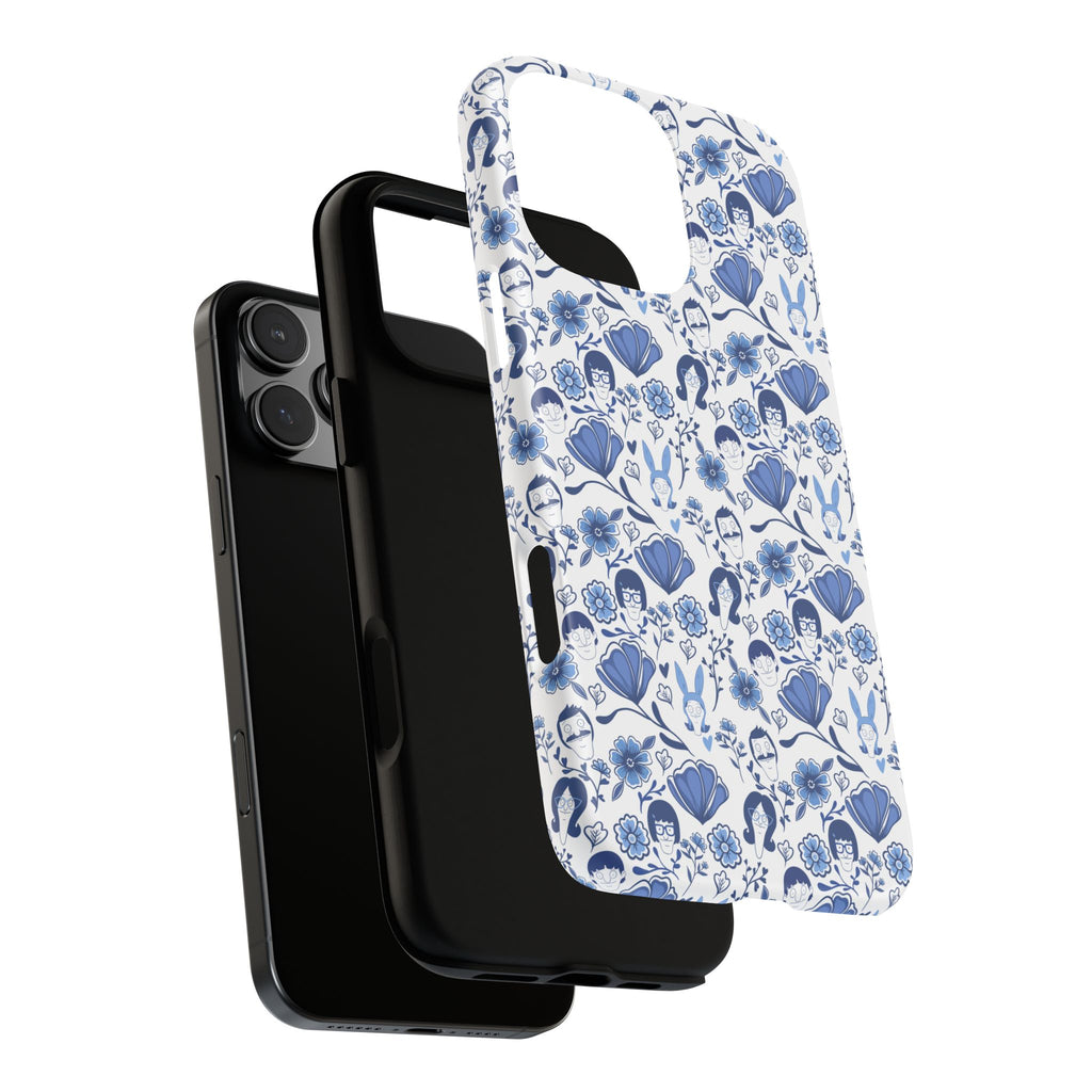Bob's Burgers Inspired Blue Fine China Floral Tough Phone Case for iPhone, Google, and Samsung