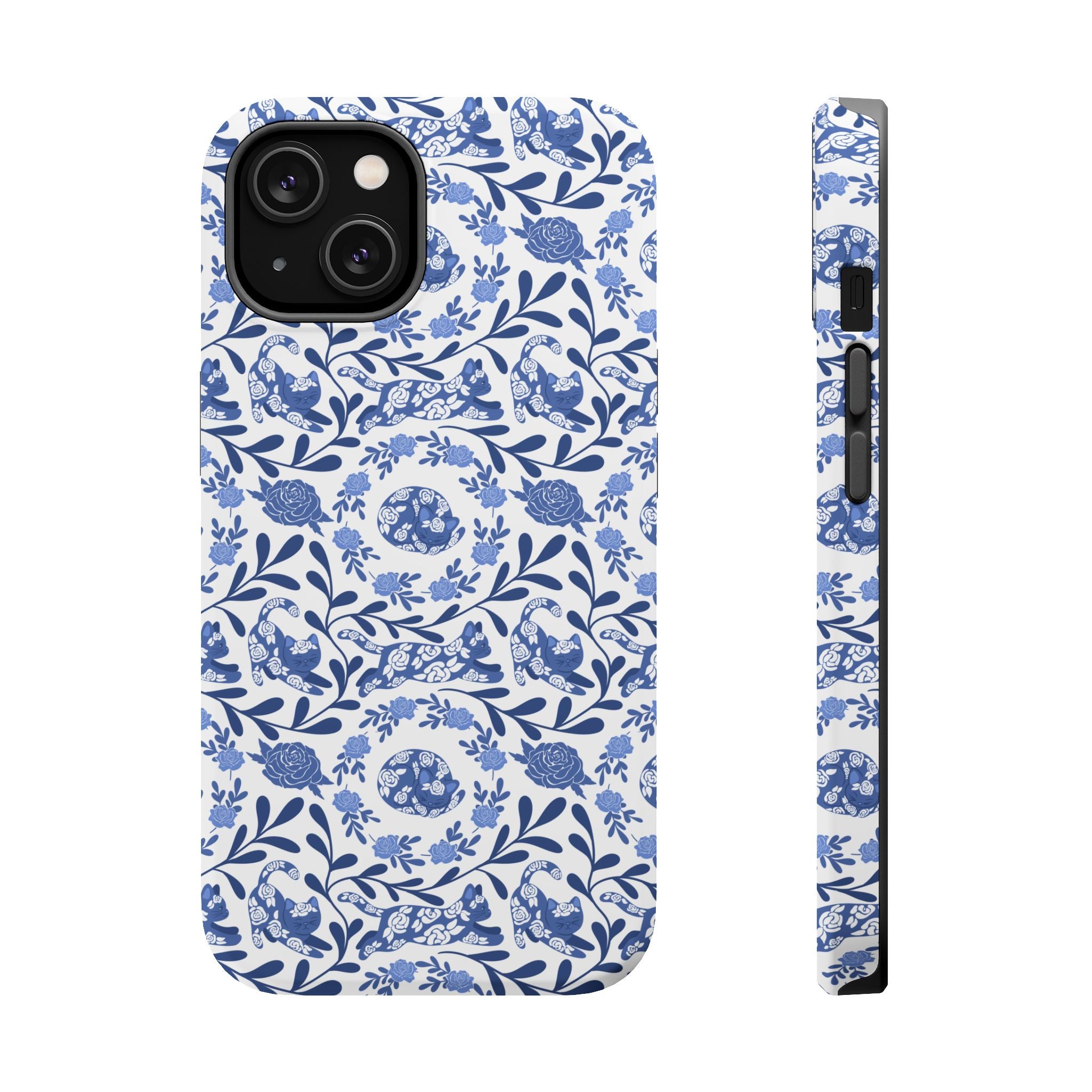 Floral Kitty Fine China iPhone Case  – Magnetic Impact-Resistant