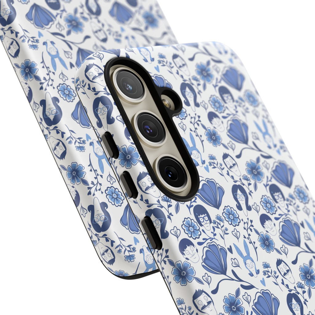 Bob's Burgers Inspired Blue Fine China Floral Tough Phone Case for iPhone, Google, and Samsung