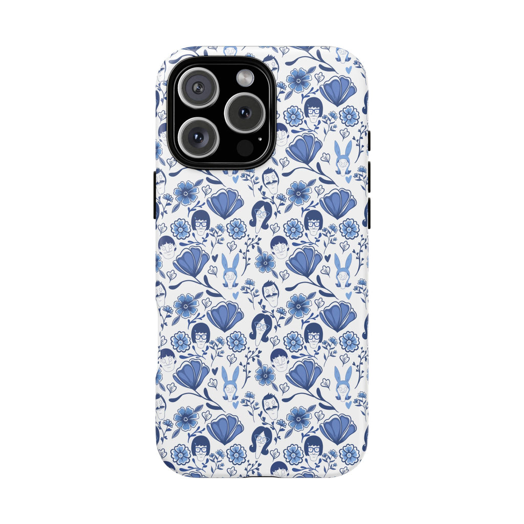 Bob's Burgers Inspired Blue Fine China Floral Tough Phone Case for iPhone, Google, and Samsung