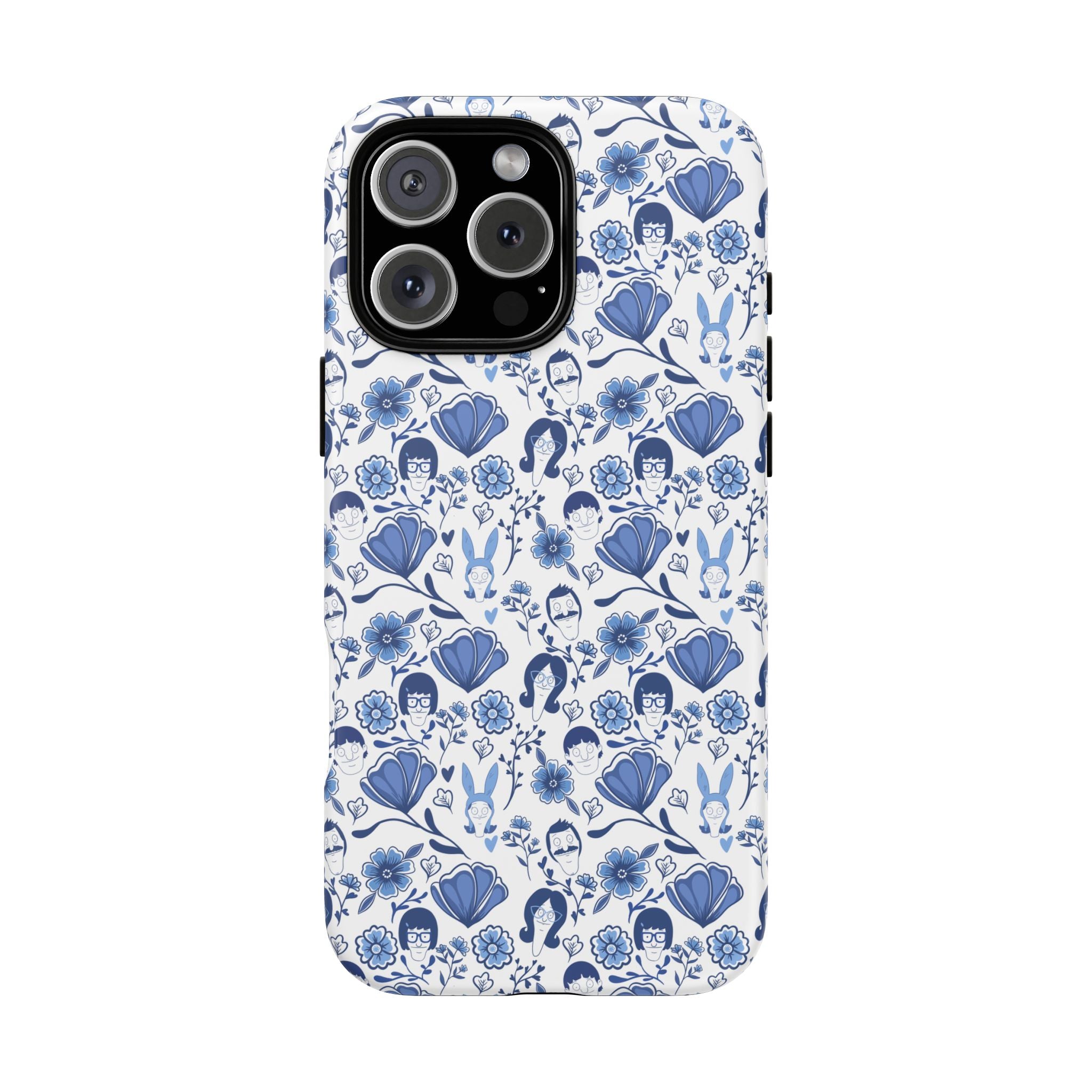 Bob's Burgers Inspired Blue Fine China Floral Tough Phone Case for iPhone, Google, and Samsung
