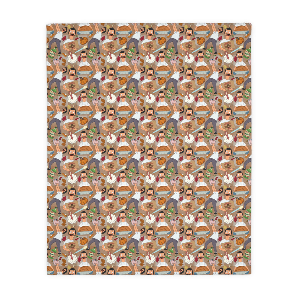 Gingham Thanksgiving Bob Velveteen Blanket (Double Side Print)