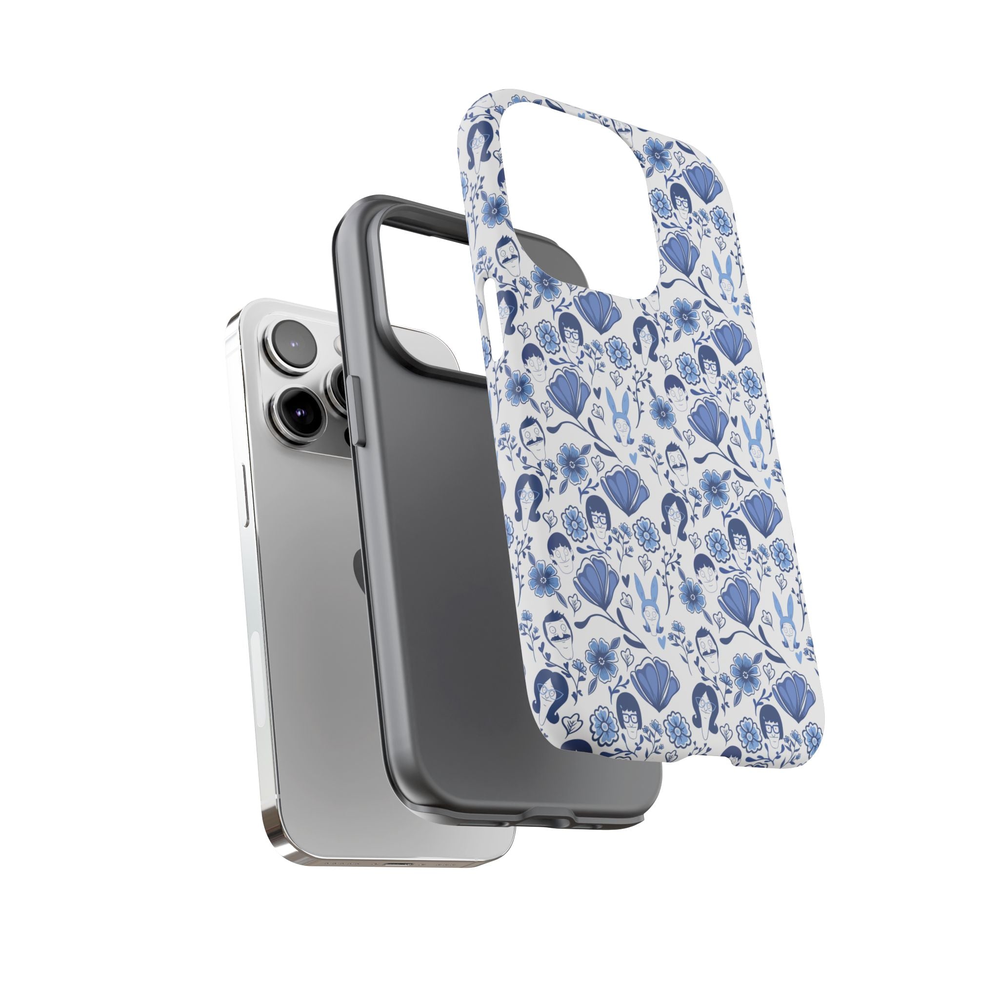 Bob's Burgers Inspired Blue Fine China Floral Tough Phone Case for iPhone, Google, and Samsung