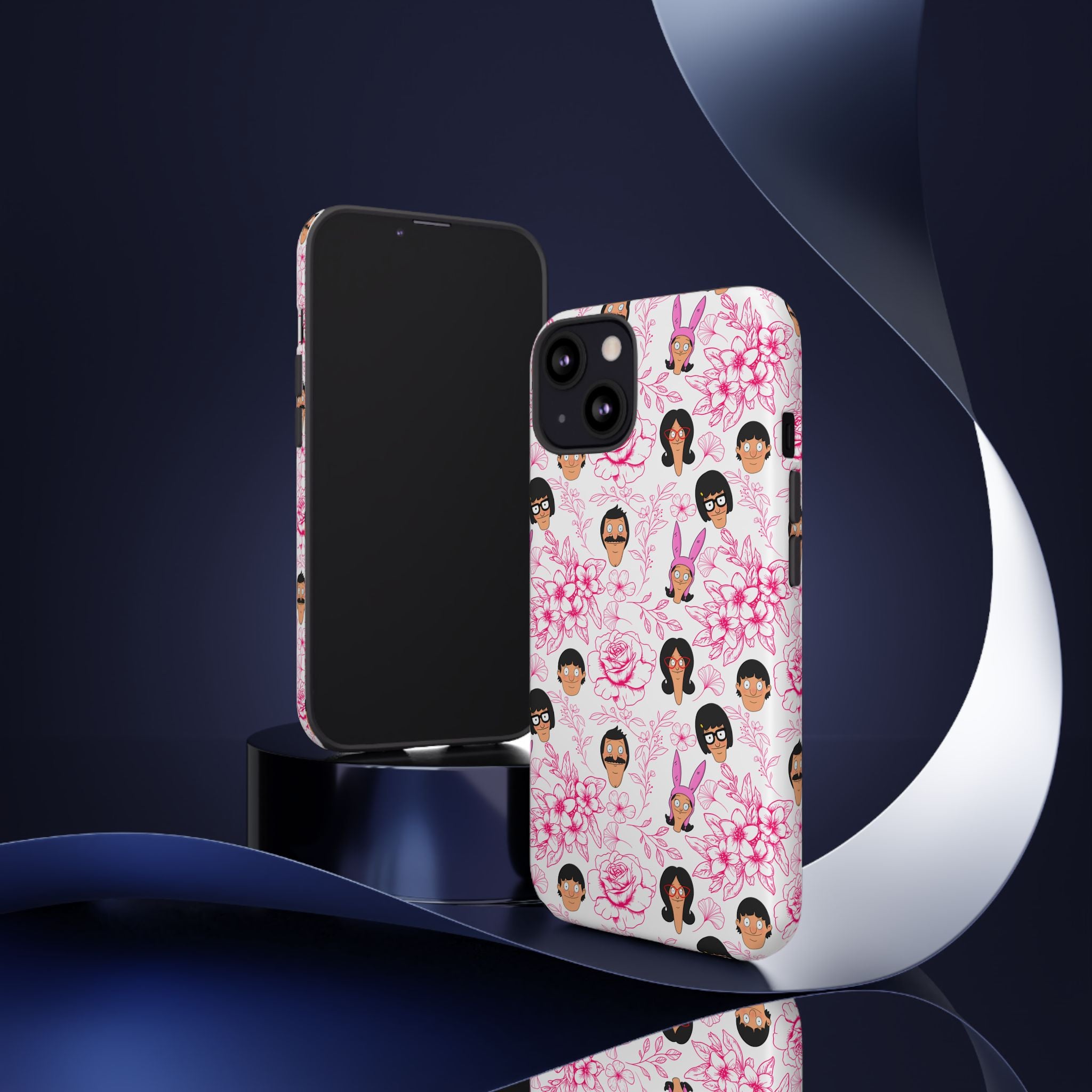 Bob's Burgers inspired Phone Case — Floral Pattern with Character Faces iPhone, Samsung, Google Phones