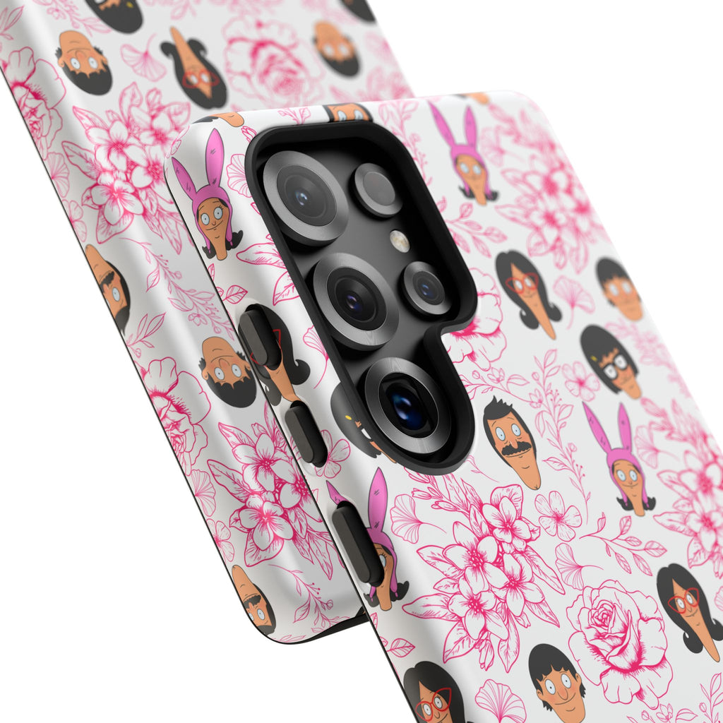 Bob's Burgers inspired Phone Case — Floral Pattern with Character Faces iPhone, Samsung, Google Phones