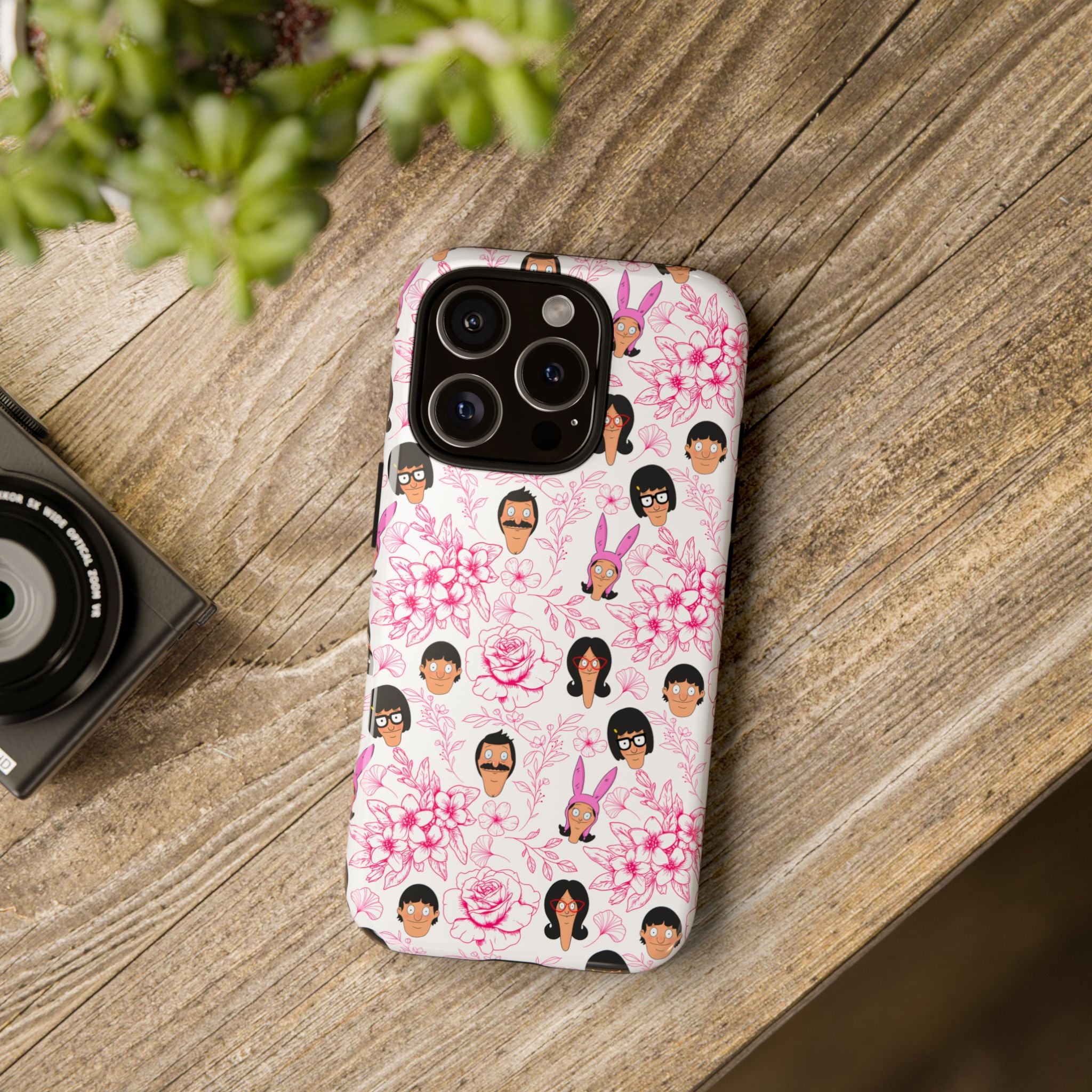 Bob's Burgers inspired Phone Case — Floral Pattern with Character Faces iPhone, Samsung, Google Phones