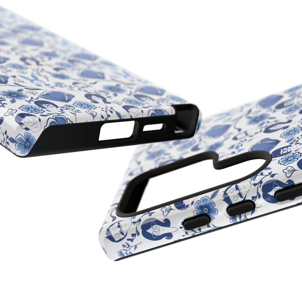 Bob's Burgers Inspired Blue Fine China Floral Tough Phone Case for iPhone, Google, and Samsung