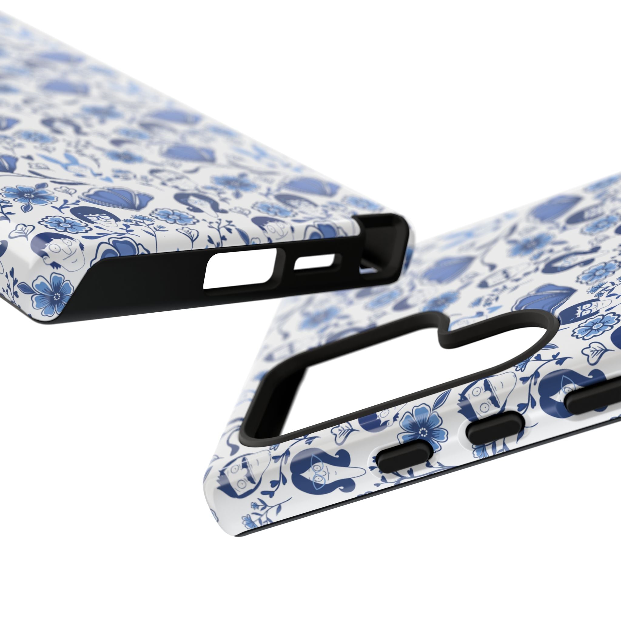 Bob's Burgers Inspired Blue Fine China Floral Tough Phone Case for iPhone, Google, and Samsung